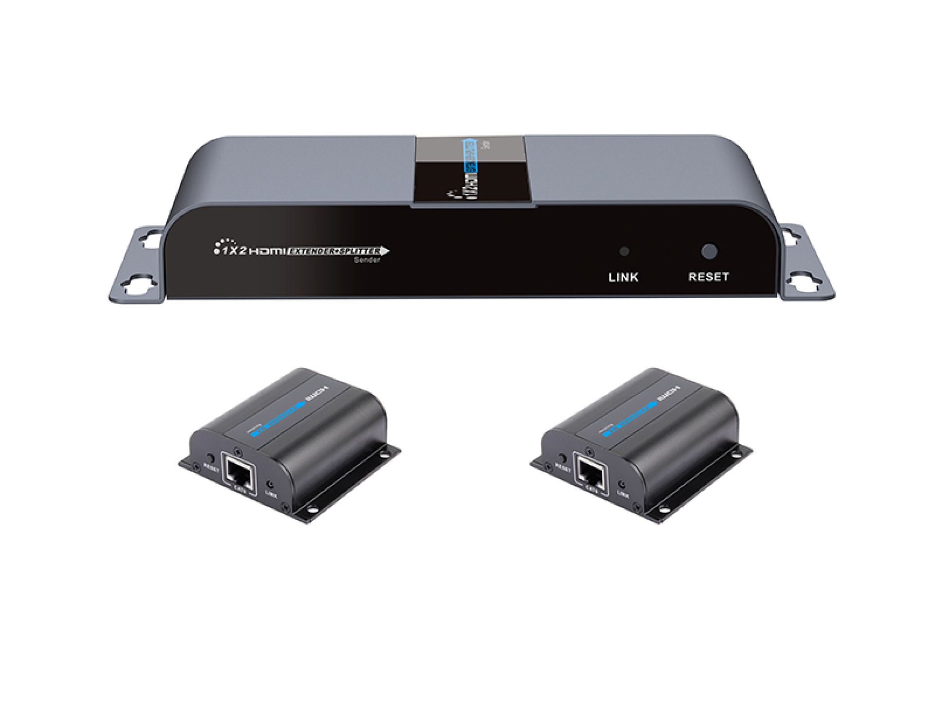 HDMI 1x2 Extender/Splitter Set mit IR über Netzwerkkabel bis zu 50m