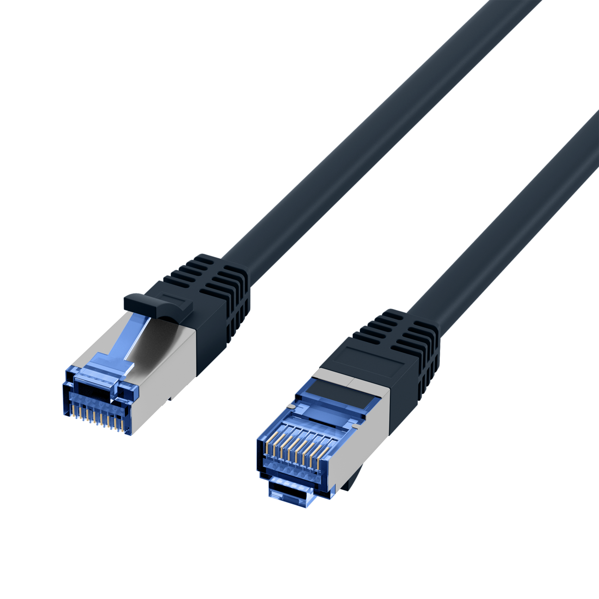 RJ45 Patchkabel Cat.6A S/FTP TPE Cat.7 Rohkabel superflex schwarz 2m