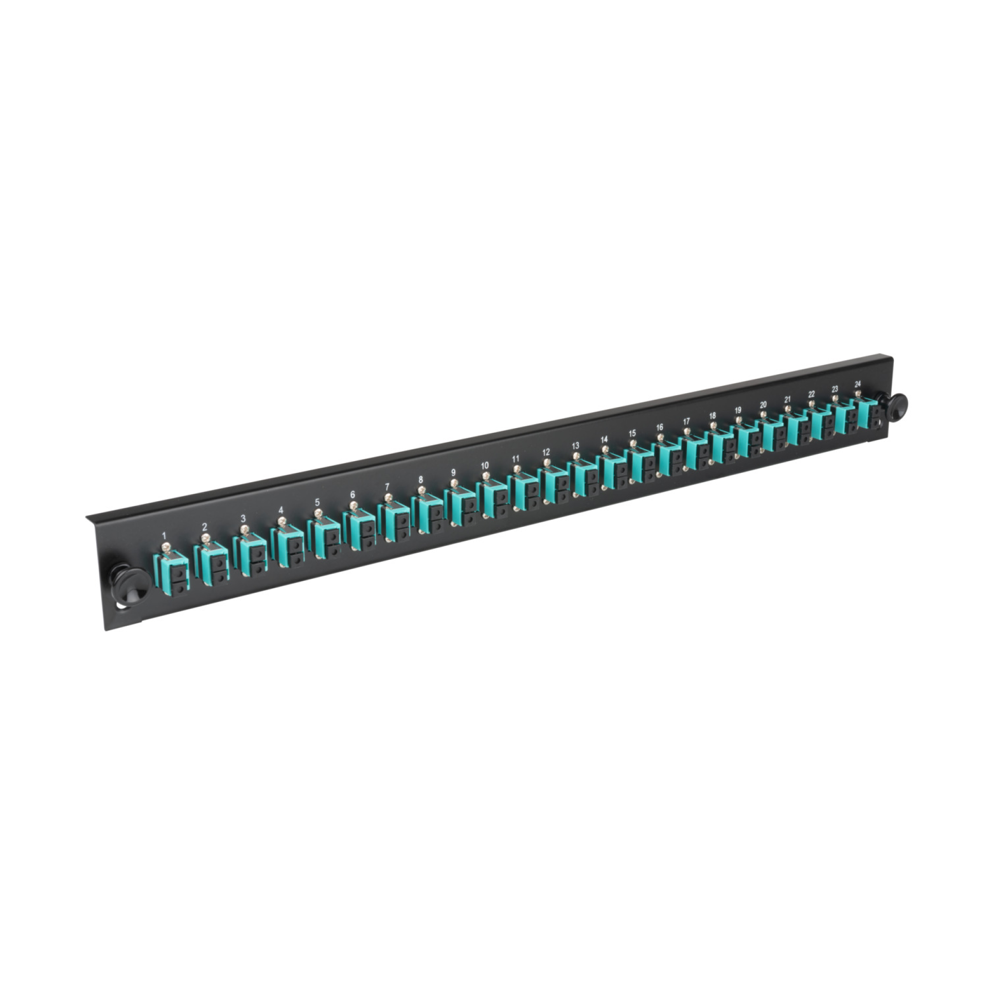 Bestückte Frontblende mit 24 x LC Duplex Kupplung OM4, schwarz