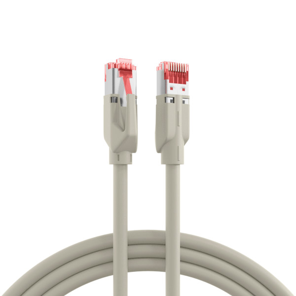 Graues Cat.6A Patchkabel mit roten RJ45-Steckern – geschirmtes Netzwerkkabel für 10-Gigabit-Ethernet Graues Cat.6A Patchkabel mit roten RJ45-Steckern – geschirmtes Netzwerkkabel für 10-Gigabit-Ethernet