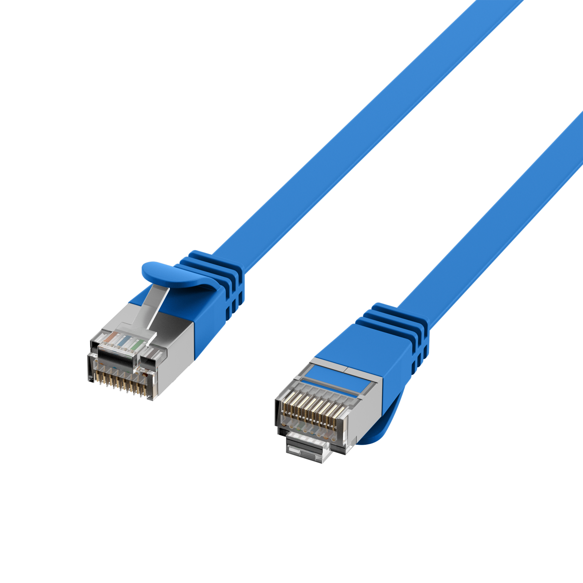 RJ45 Flachpatchkabel Cat.6A U/FTP PVC  blau 5m