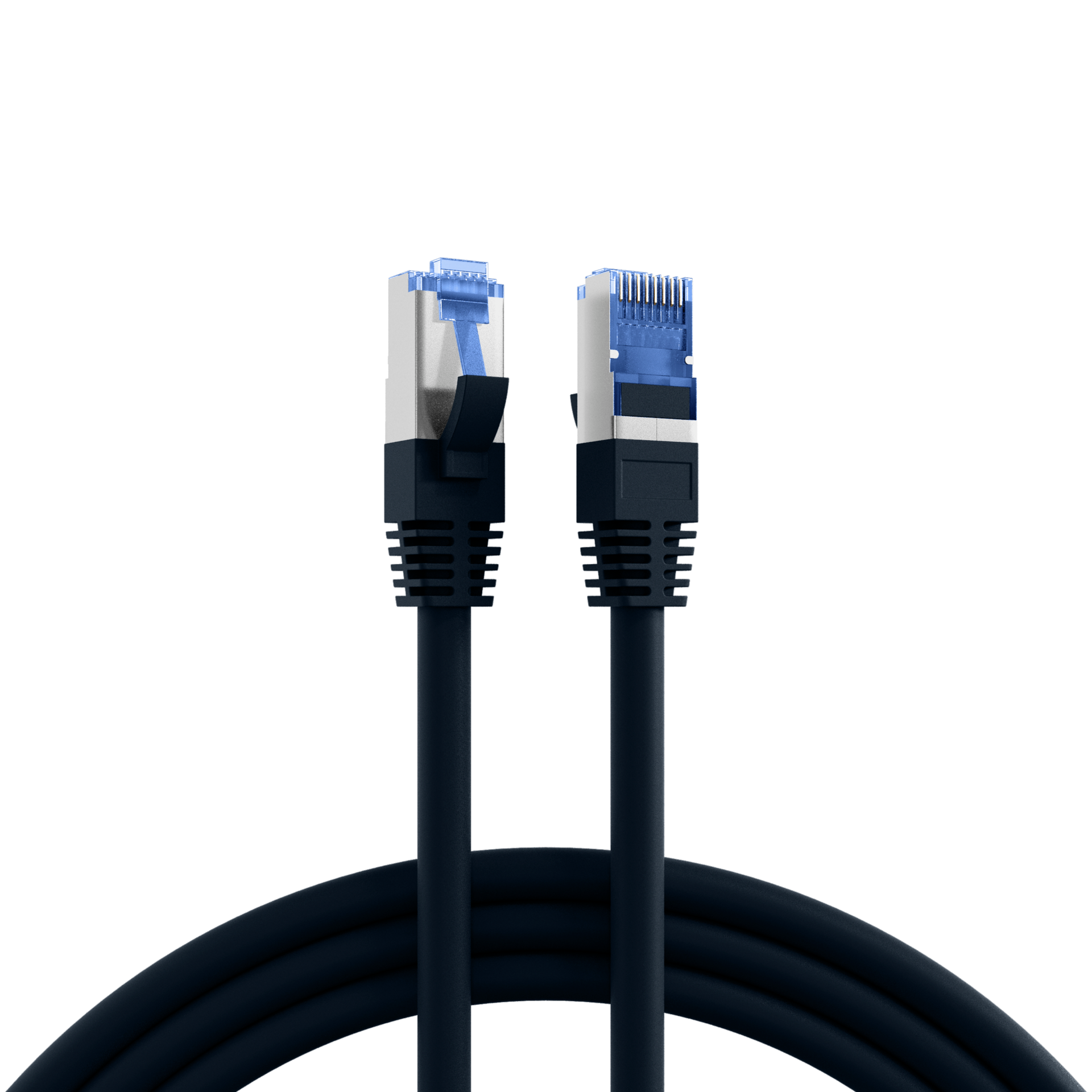 RJ45 Patch Cord Cat.6A S/FTP TPE Cat.7 raw cable superflex black 1m