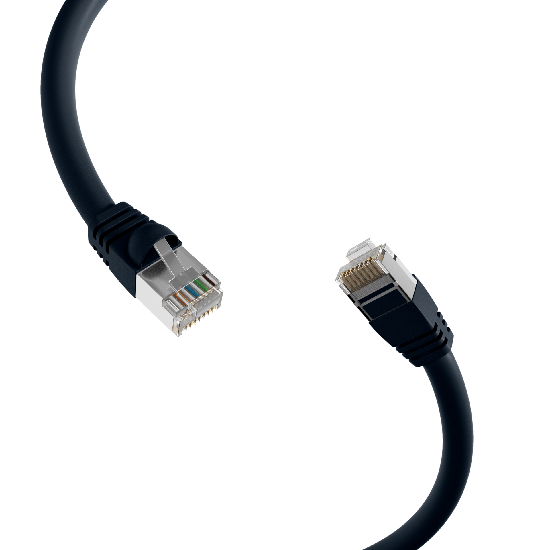RJ45 Patch cable S/FTP, Cat.6A, VOIP, short boot, 2m, black