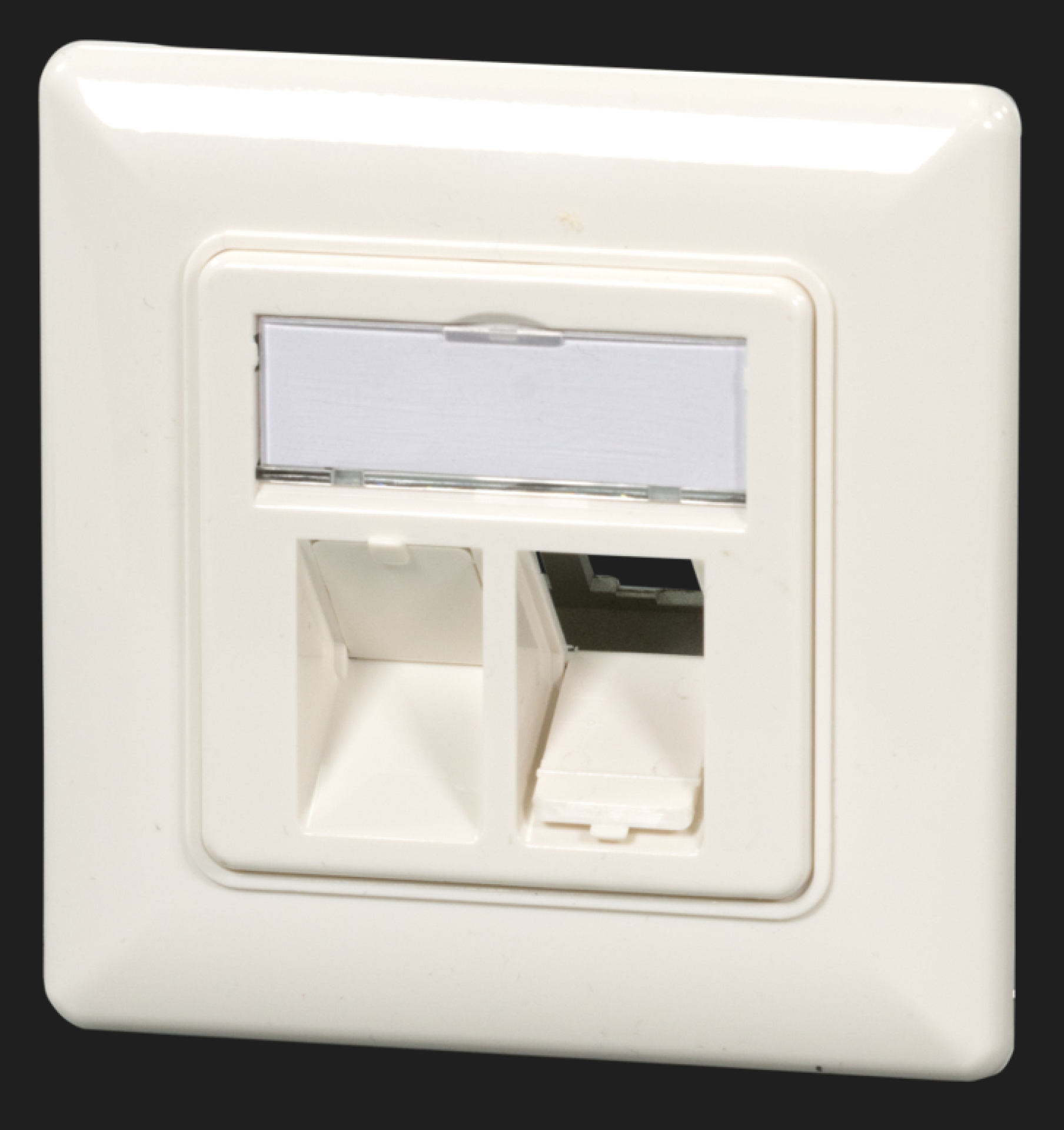 Rahmenset 2-Port, für Keystones, DIN49075, RAL9010