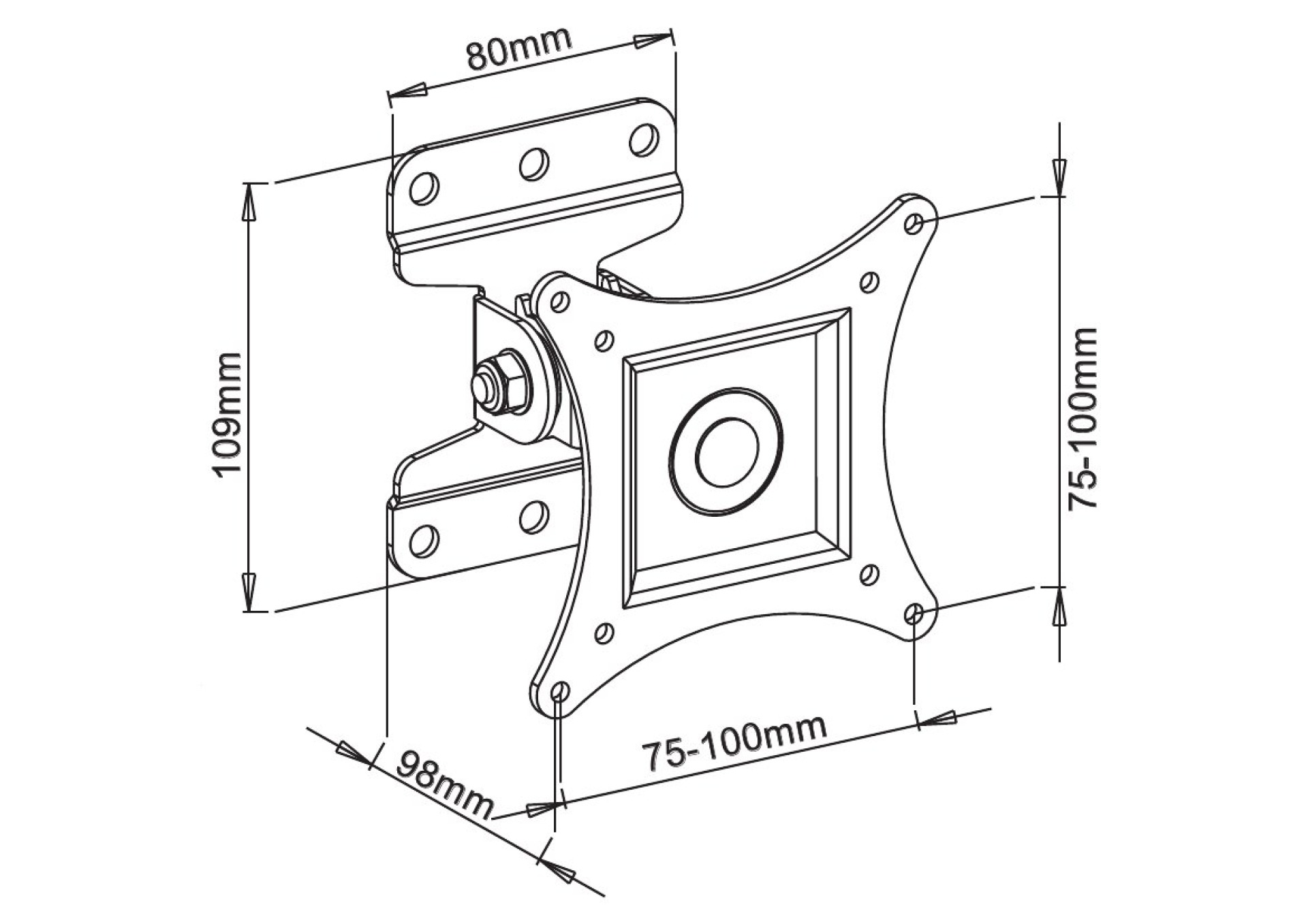 Wandhalterung für LCD TV LED 13"-30" FullMotion, schwarz