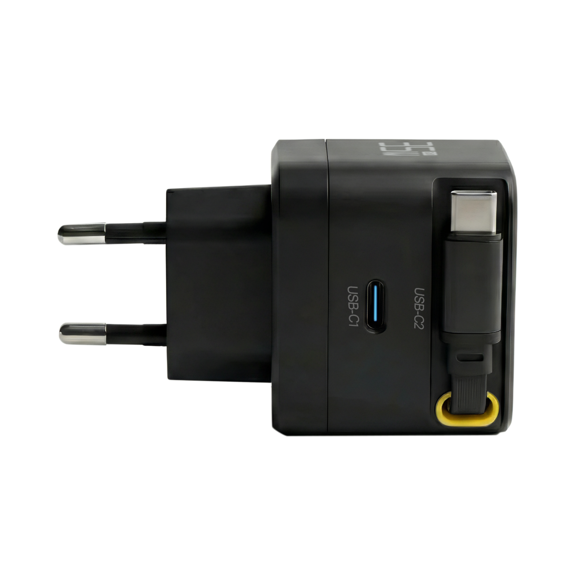 Ladegerät 35W 1x USB-C PD3.0 GaN QC3.0, USB-C Kabel ausziehbar 0,7m schwarz