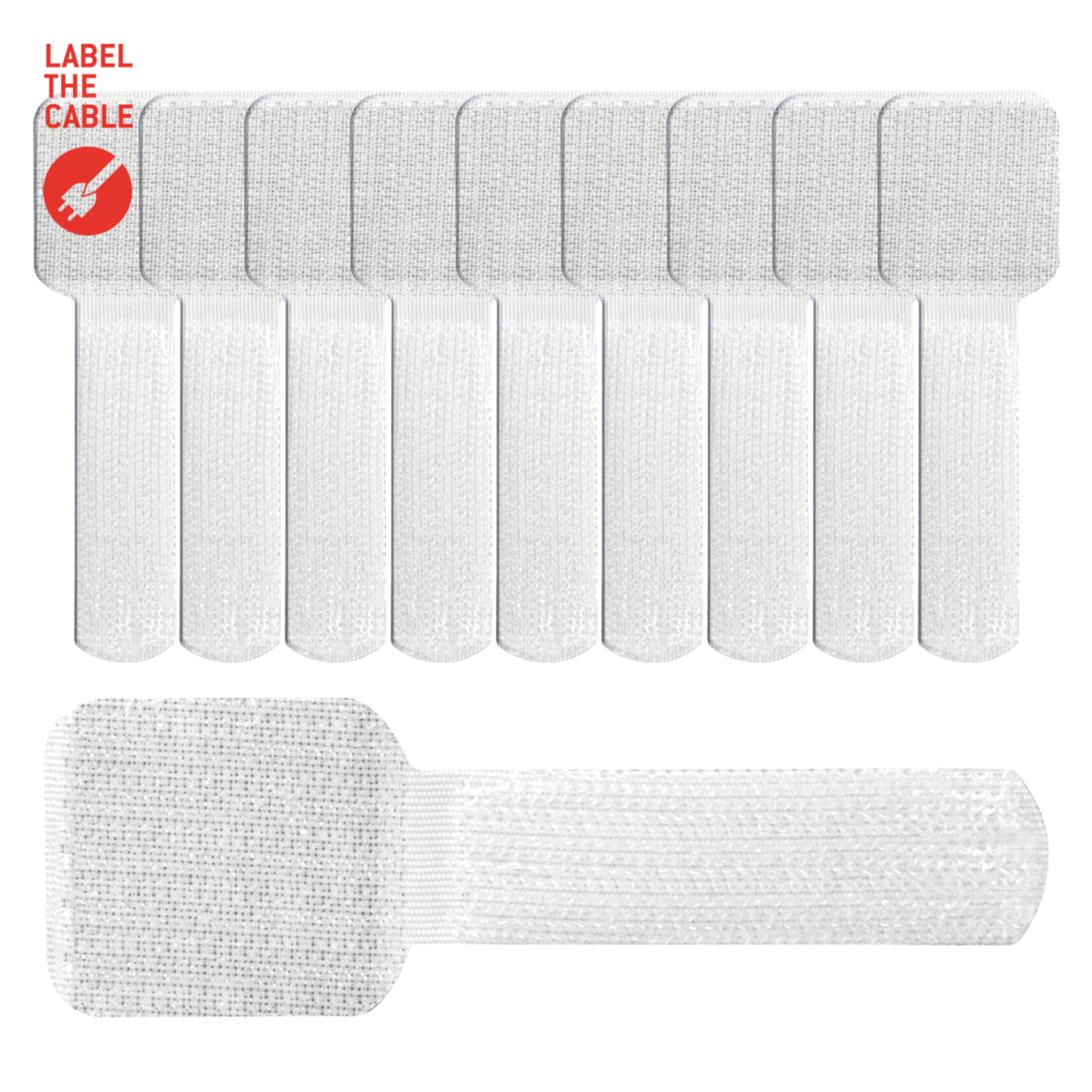 LTC WALL STRAPS, self-adhesive hook and loop cable holders set of 10 pcs white