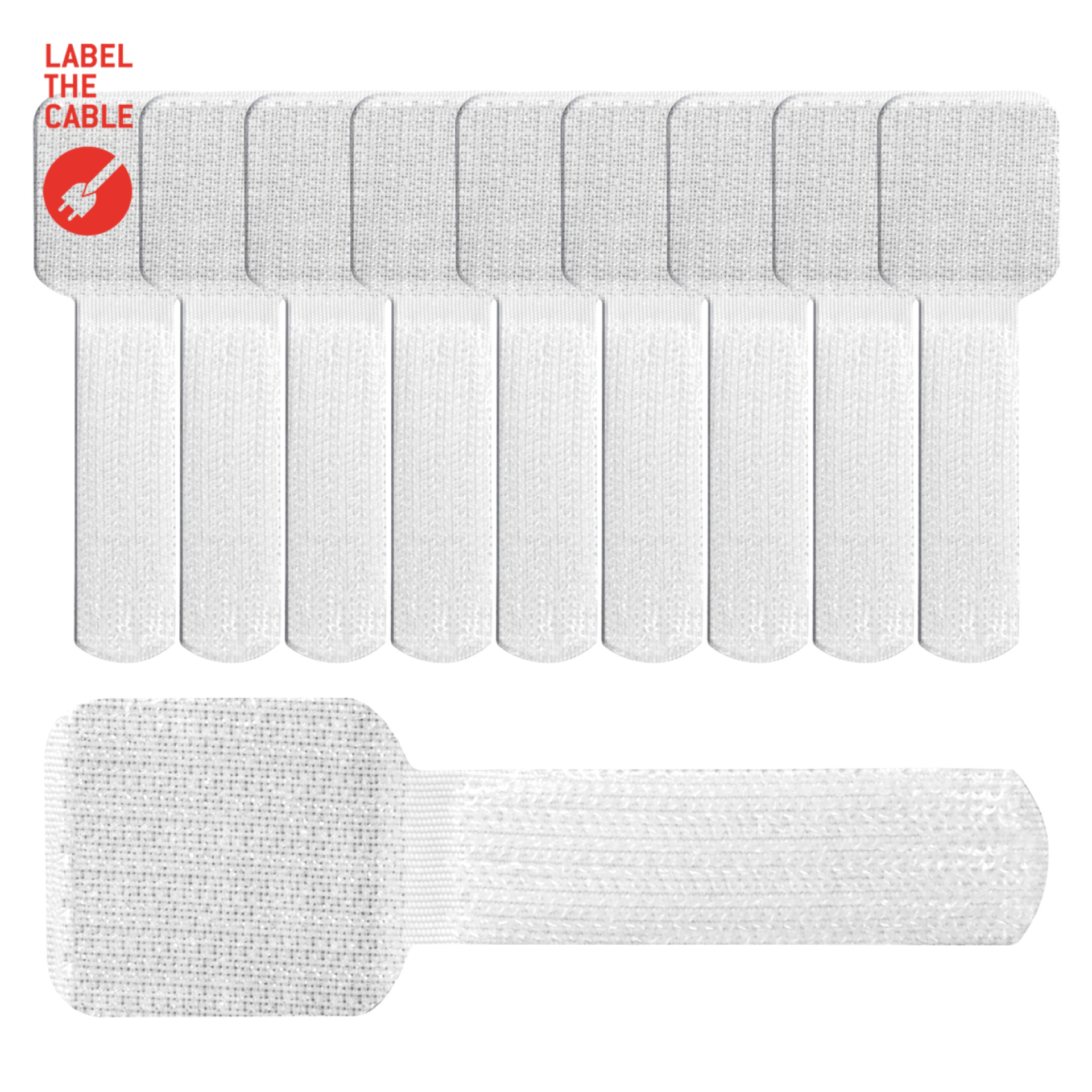 LTC WALL STRAPS Selbstklebende Klettkabelhalter 10 Stück Set weiß