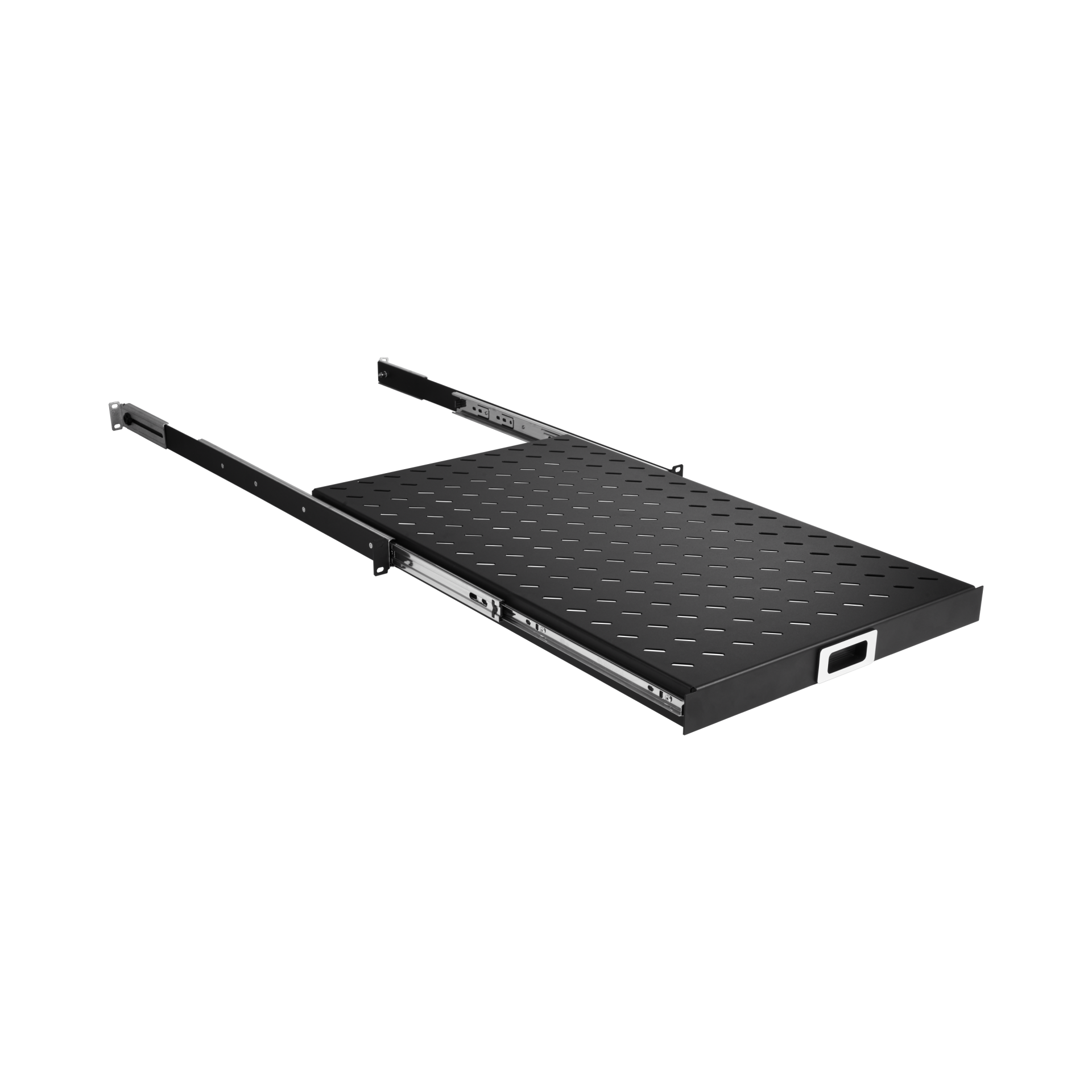 19" 1HE Fachboden ausziehbar, ET 550..650 mm, 30 kg, ST 800, RAL9005