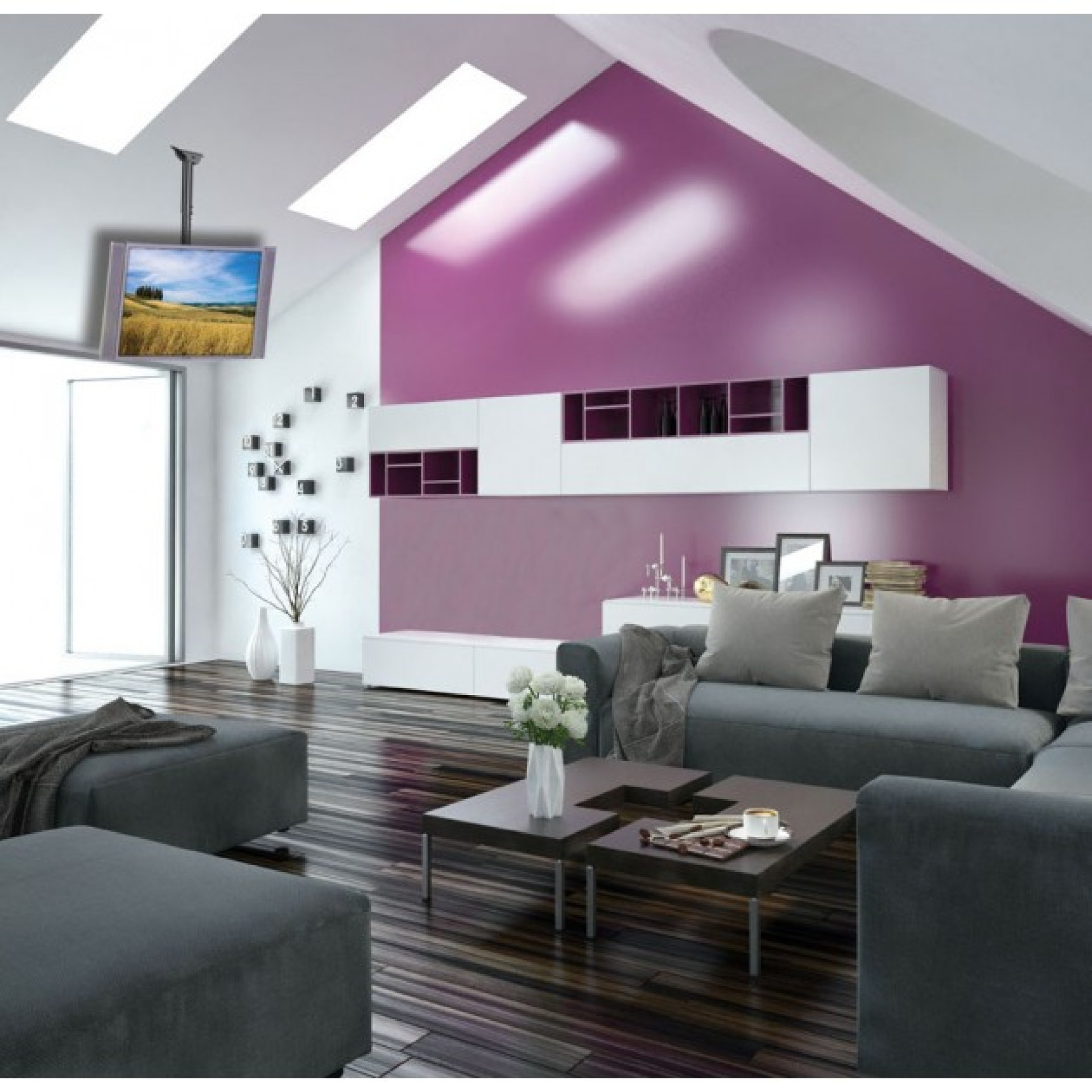 Teleskop Universal Deckenhalterung für 2 LED LCD TV 32"-55"