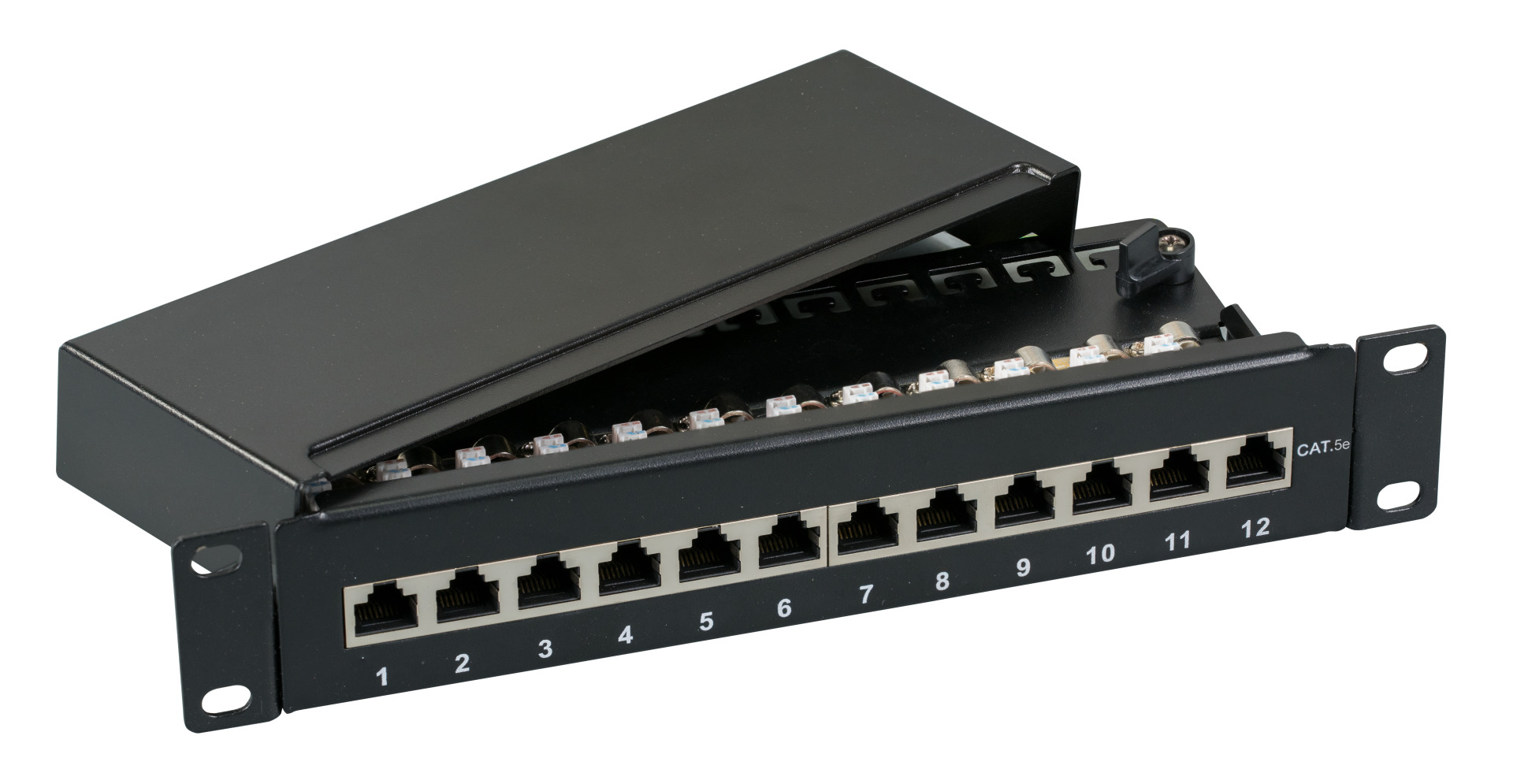 Mini-Patchpanel STP 12xRJ45 Cat.6, 10“ 1HE, RAL7035 grau