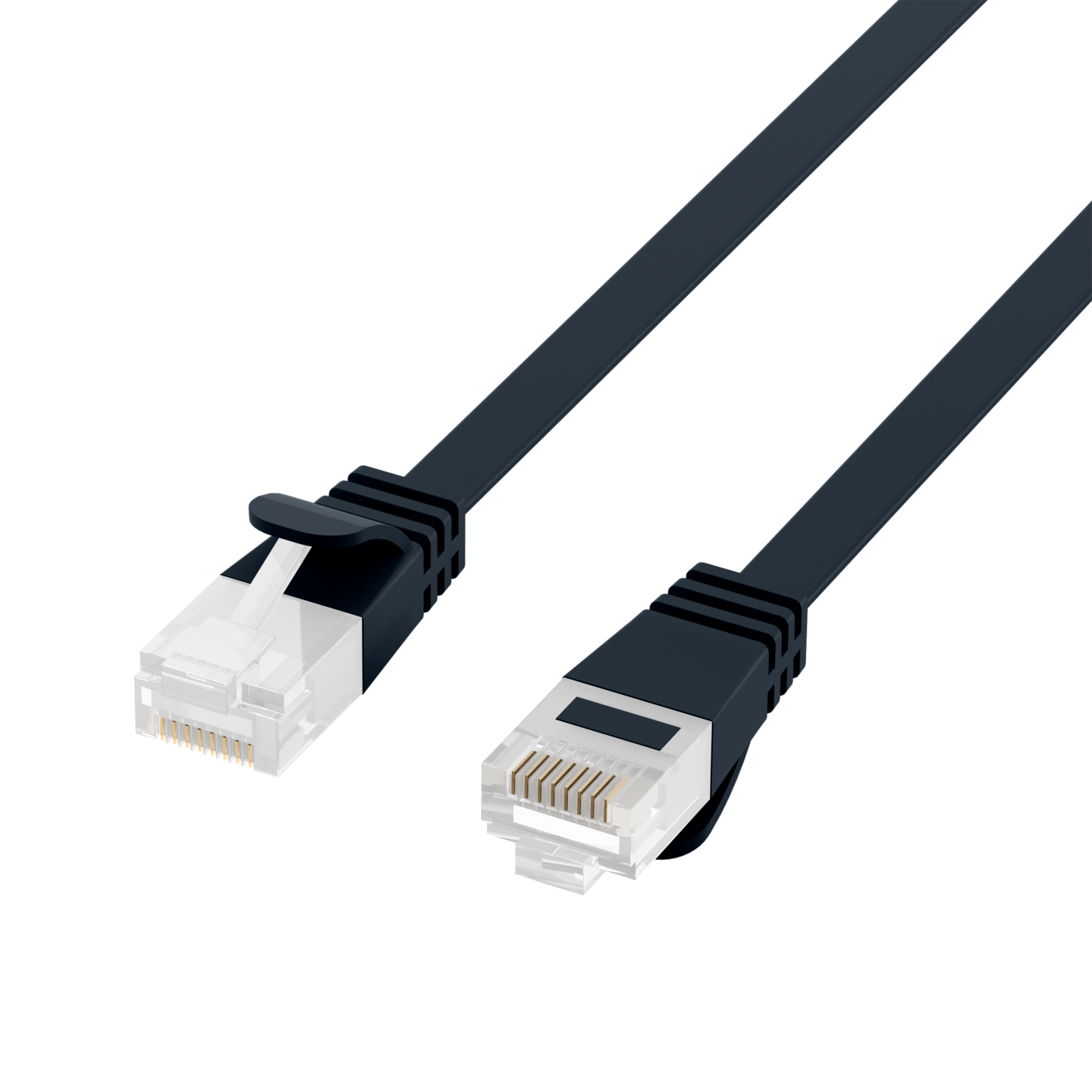 RJ45 Flachpatchkabel Cat.6A U/UTP PVC  schwarz 5m