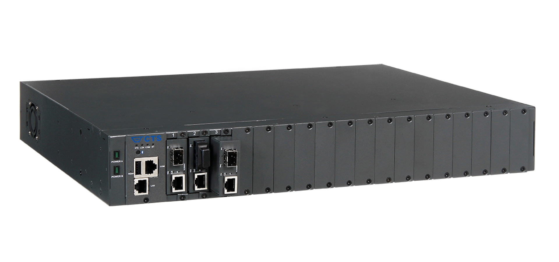 1.5U 19" Rack Chassis for MCT Converter, 18 Slots, Managed, incl. 2x power s.
