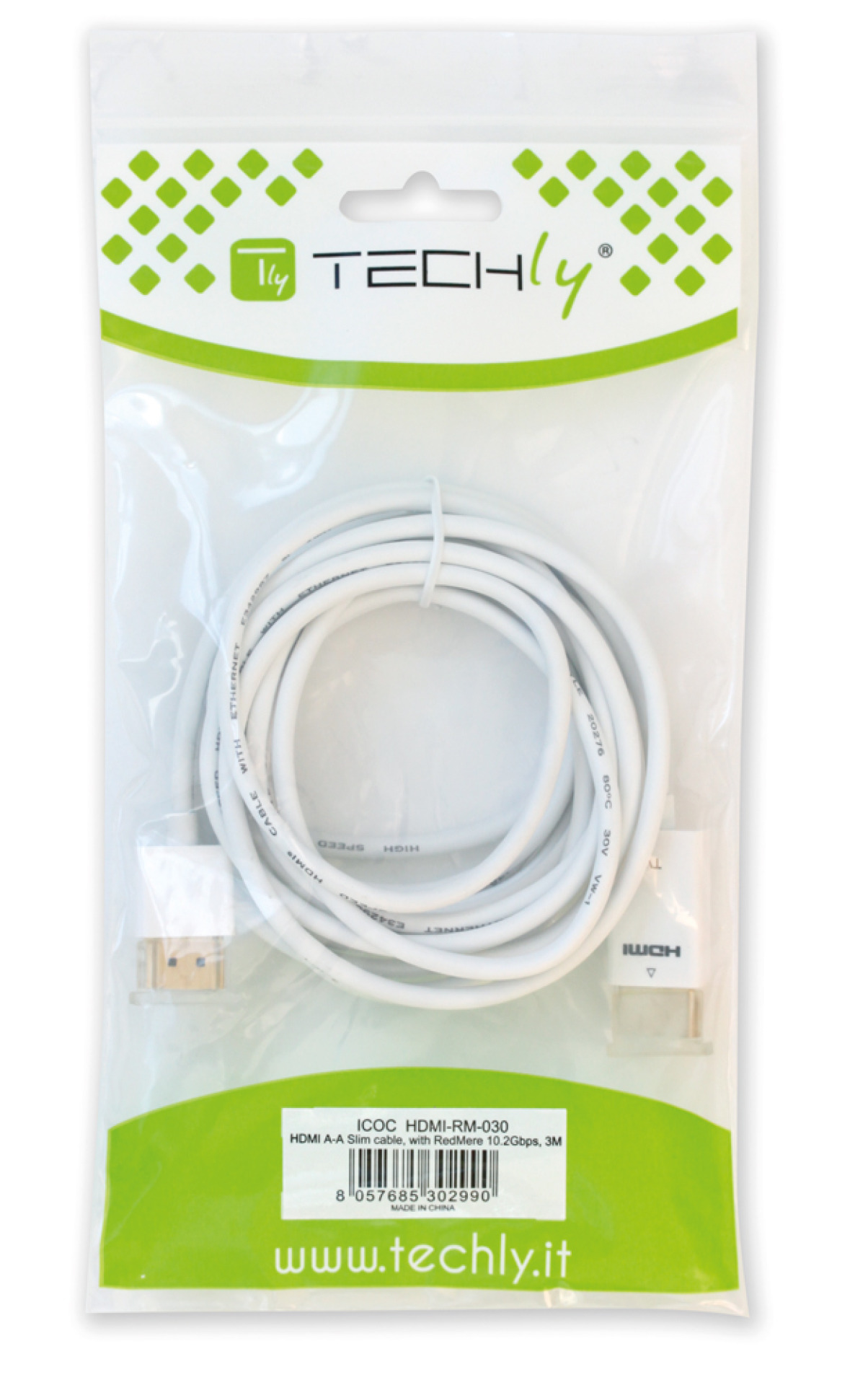 HDMI High Speed with Ethernet Ultra Slim Cable, white, 1m