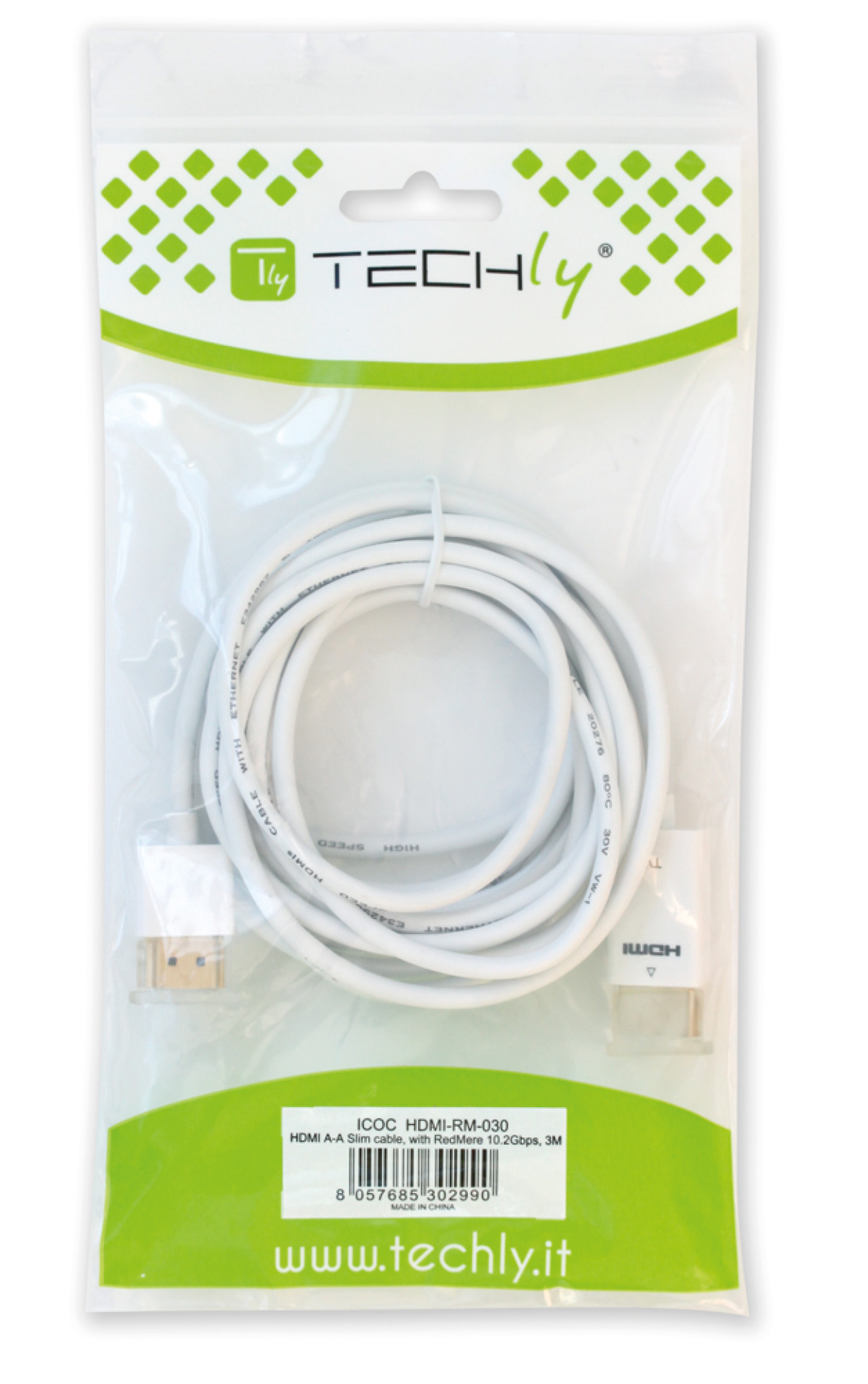 HDMI High Speed mit Ethernet Ultra Slim Kabel, weiß, 1 m