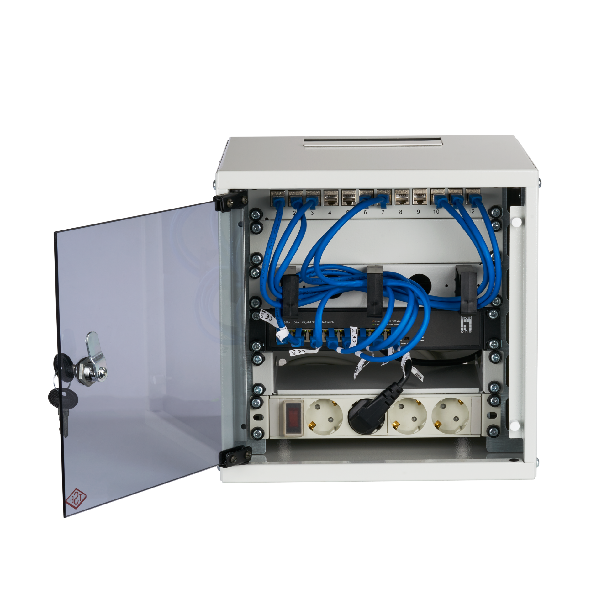 Set 10“ 6U wall housing grey RAL7035 including accessories for self-assembly
