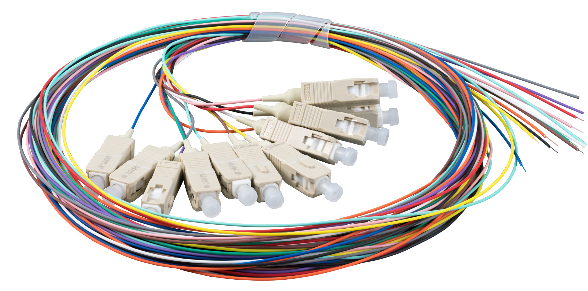 INFRALAN® Faserpigtail SC-APC 9/125µ OS2,12-farbiger Satz, 2m