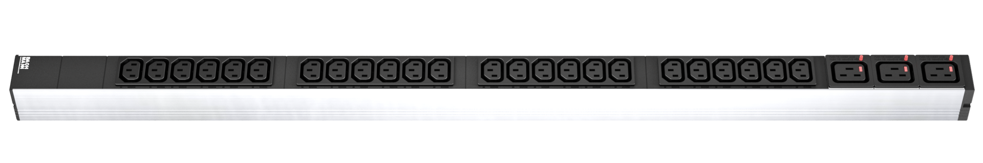 PDU Vertical 36xC13 6xC19 400V 16A, Supply Cable 3 m H05VV-F 5G 2,5 mm²