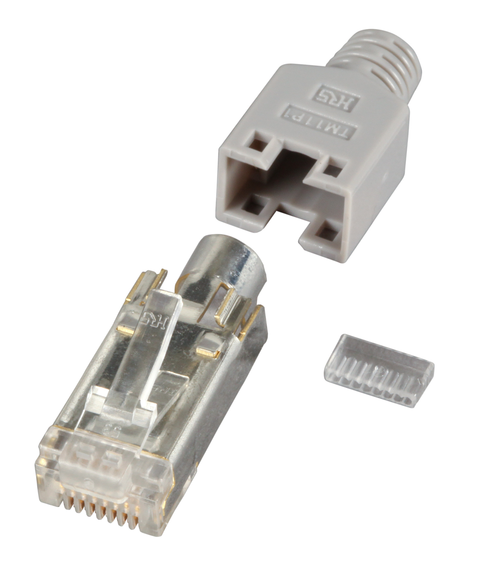 RJ45-Hirose Stecker STP, TM11 grau, 1 ,Stück, 3 Elemente, Cat.5e