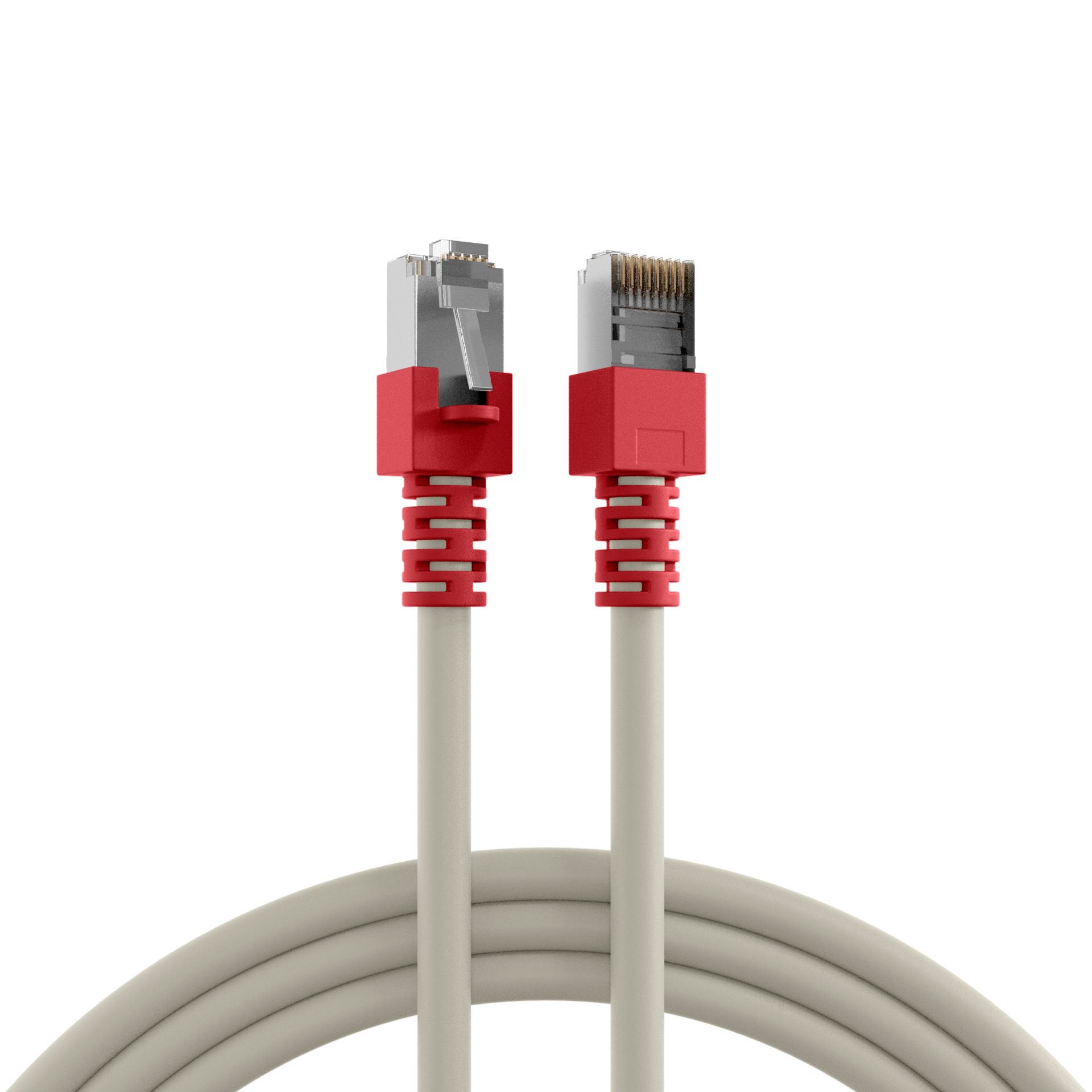 RJ45 Patchkabel Cat.5e SF/UTP PVC Tülle rot CCA crossed grau 1m