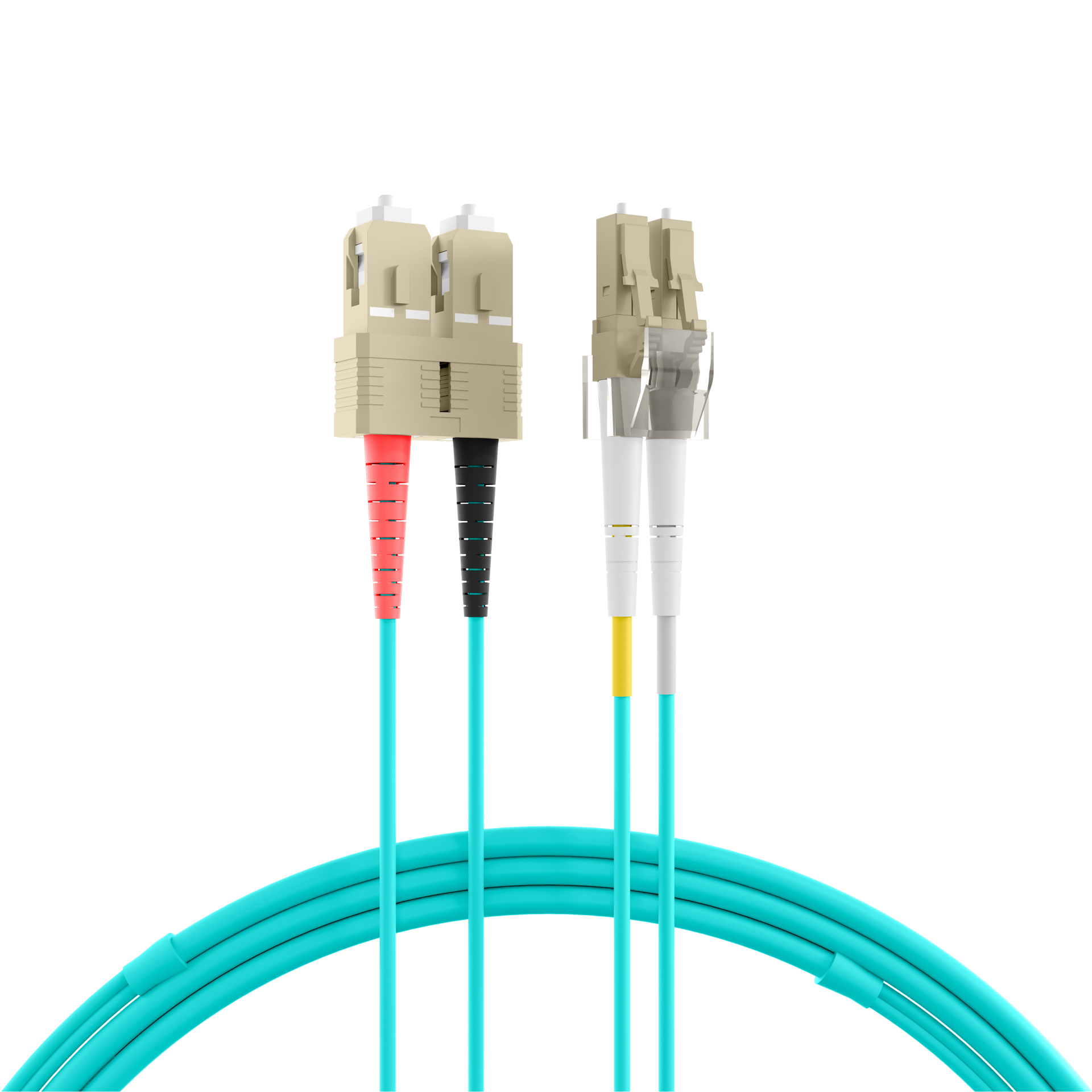 Duplex Patchkabel Flat-Twin LC-SC OM3 45m LSZH 3x5mm aqua