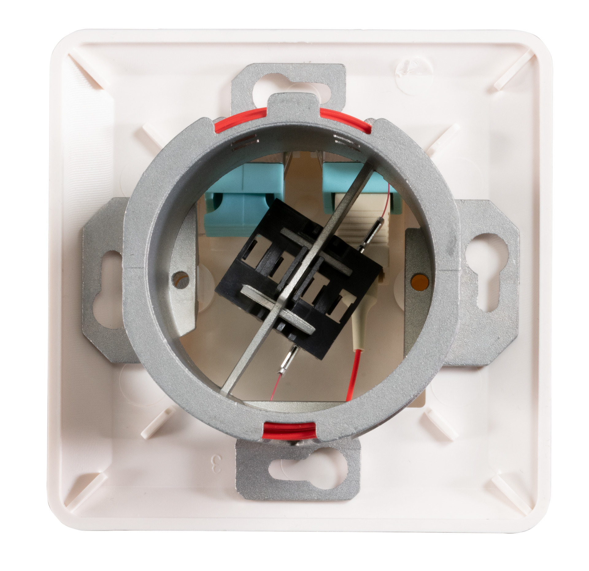 FO data outlet UP, 2 SC-S adapter OS2 APC with shutter, integrated splice holder