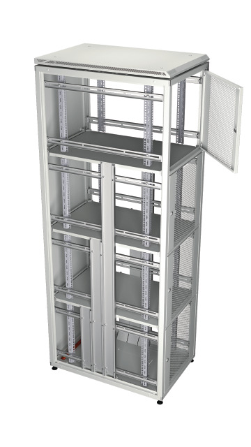Co-Location Rack PRO, 2 x 20HE, 800x800 mm, F+R 1-tlg. perforiert, RAL7035