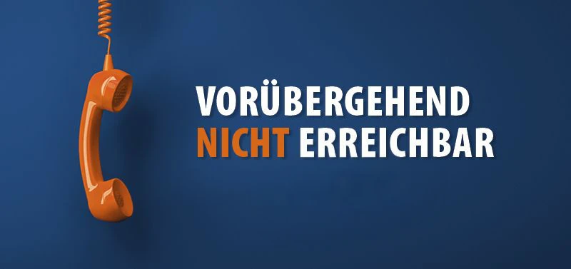 Oranger Telefonhörer auf blauem Hintergrund