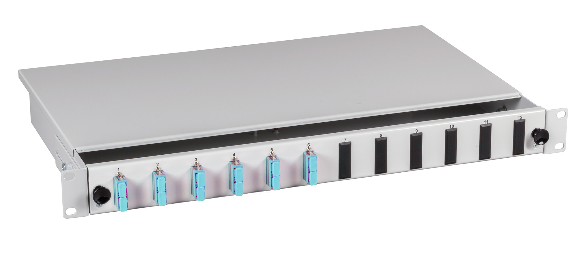 INFRALAN® Splicebox sliding version SC/APC, 12 stripped pigtails/ 6 adapter, OS2