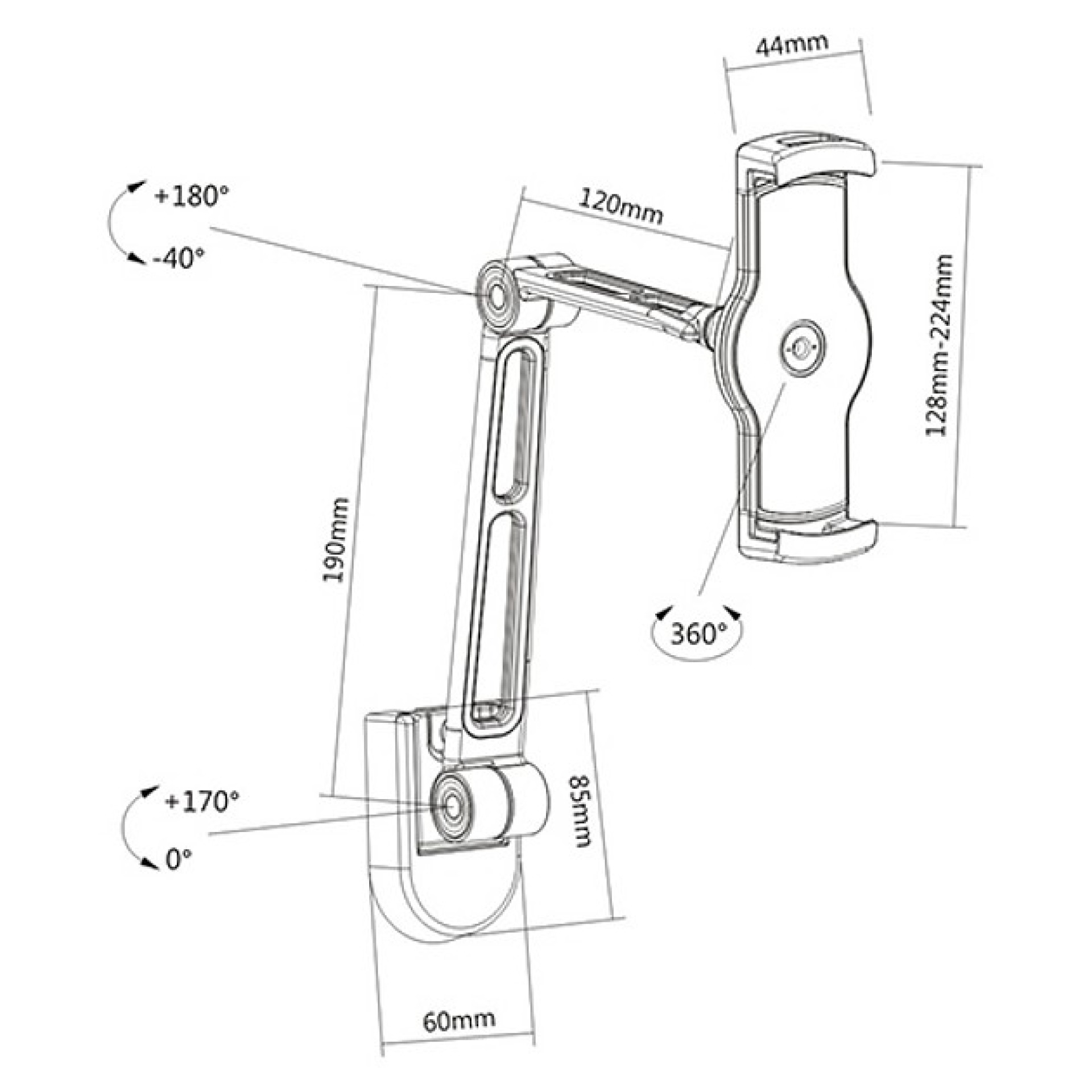 Tablet Wand Halter für Tablets und iPads, 4.7"-12.9"