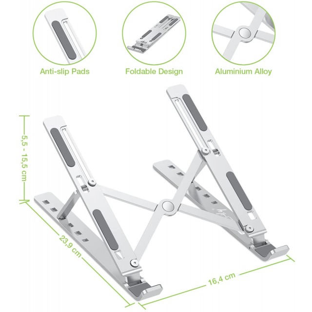 Tablet Desk Stand, foldable, for 10" to 16", Aluminium