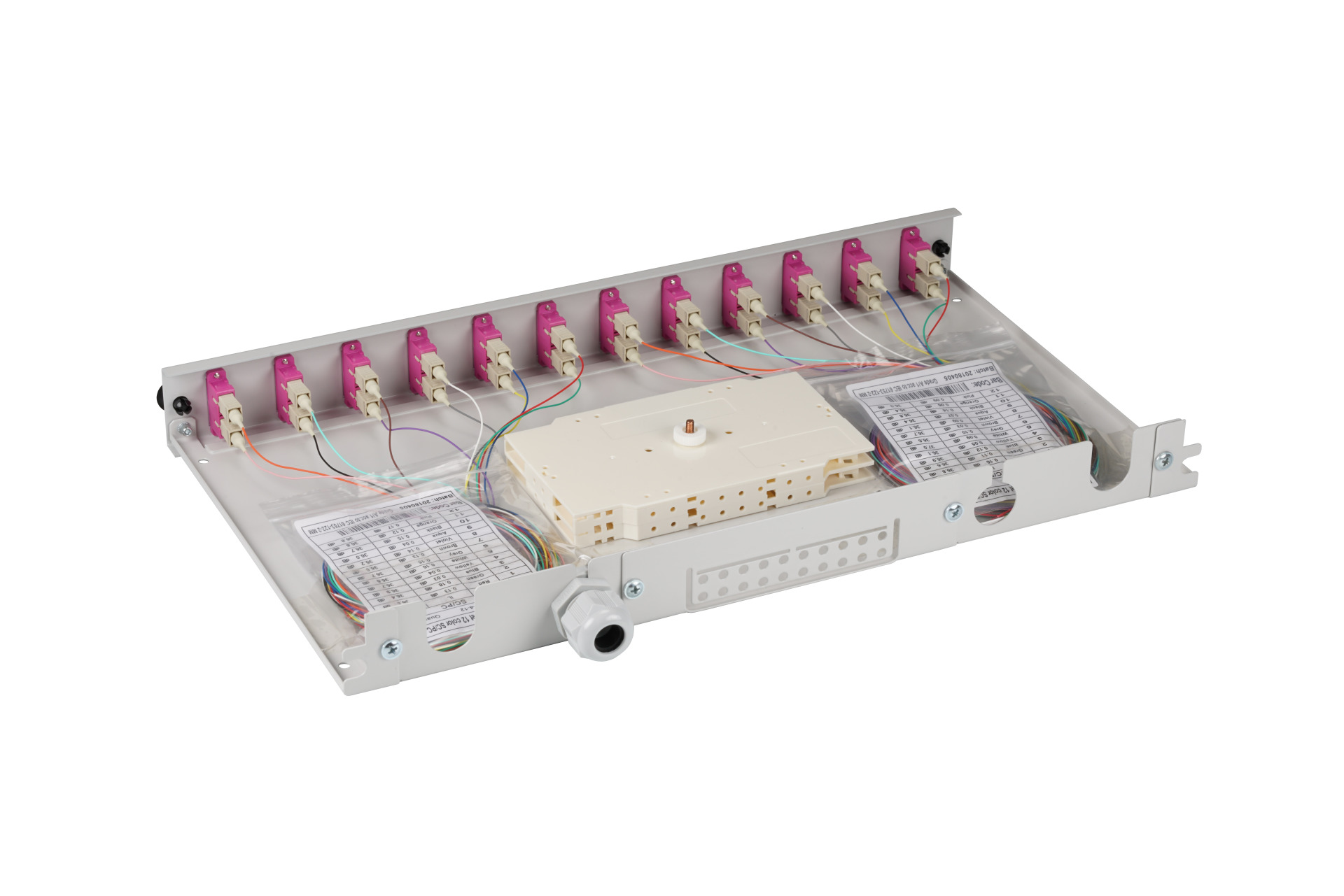 Splice box SC 50/125µ OM4 extendable, 24 pigtails /12 adapters