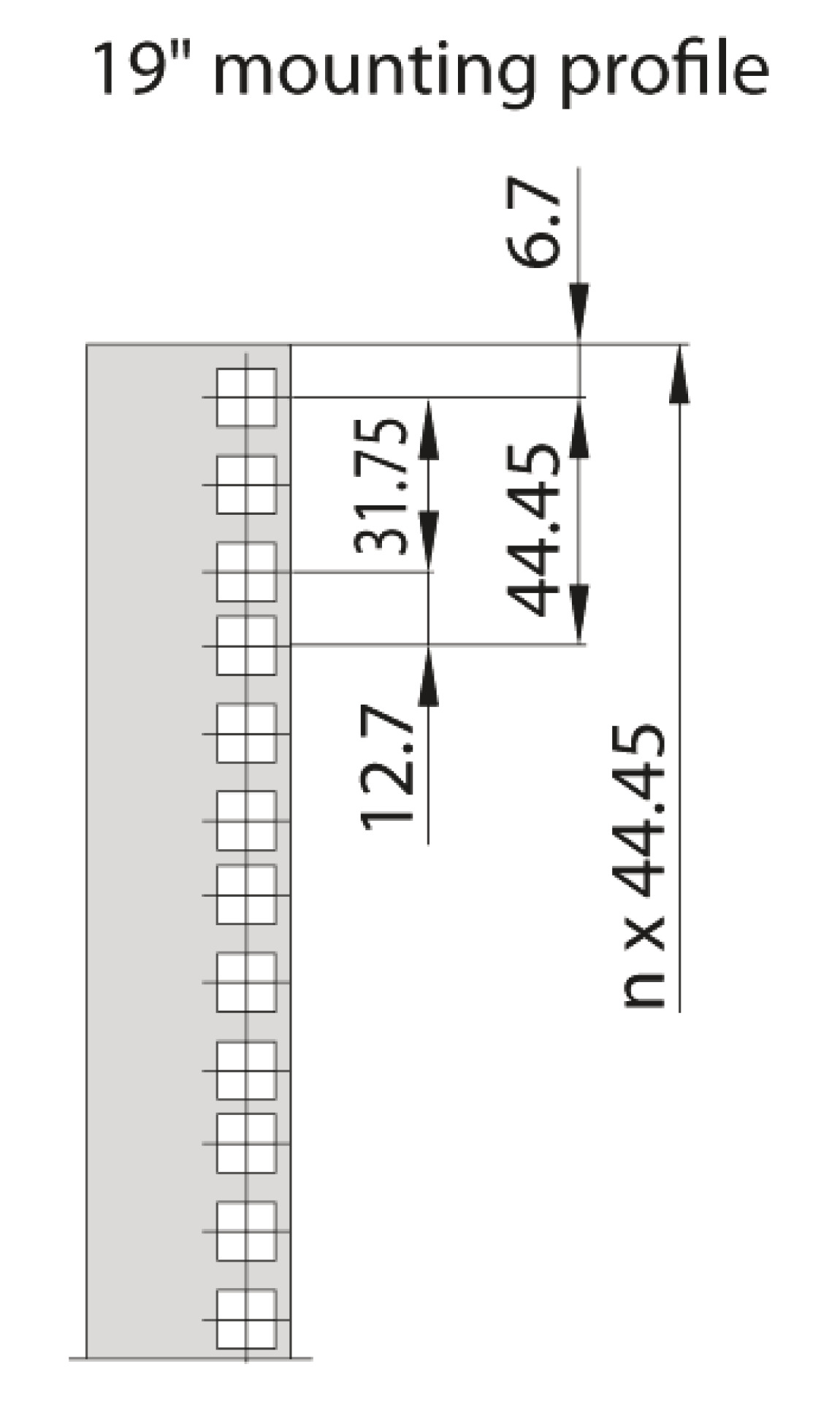 19" Profilschiene für 47HE, Set 2 Stück, für PRO