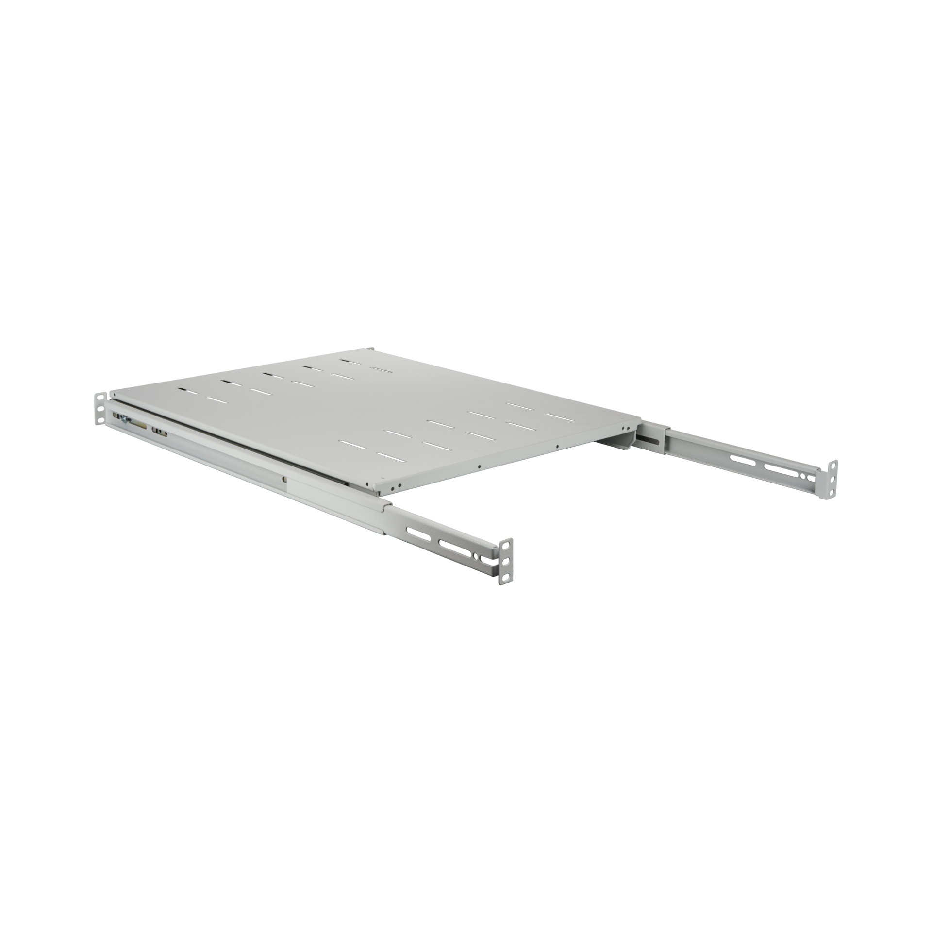 19" 1HE Fachboden ausziehbar, ET 408..612 mm, 30 kg, ST 600, RAL7035