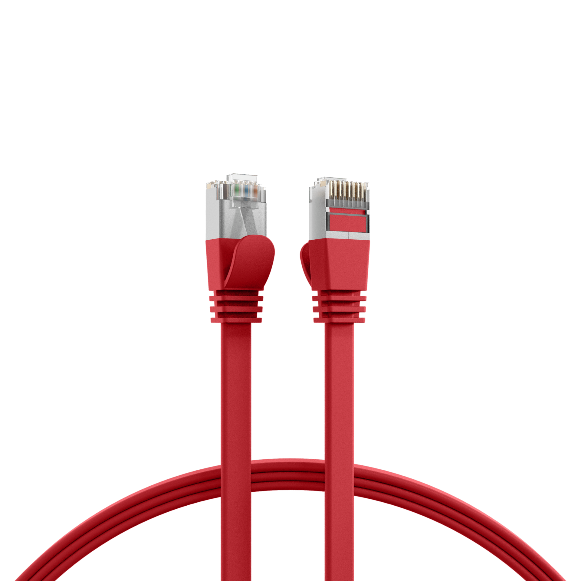 RJ45 Flat Patch Cord Cat.6A U/FTP PVC red 1m