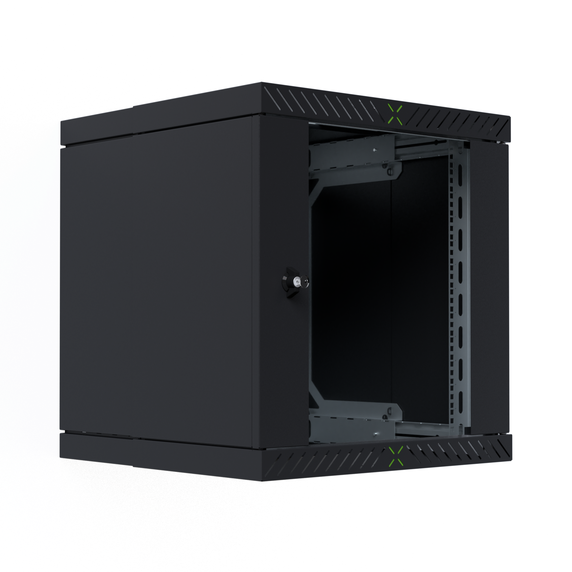 Wandgehäuse X-Rack mit Glastür 400-600mm 12HE schwarz RAL9005