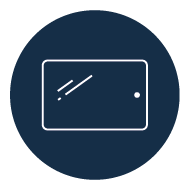 Icon eines Tablets auf dunkelblauem Hintergrund – Symbol für mobile Geräte, digitale Anwendungen und Tablet-Zubehö Icon eines Tablets auf dunkelblauem Hintergrund – Symbol für mobile Geräte, digitale Anwendungen und Tablet-Zubehö