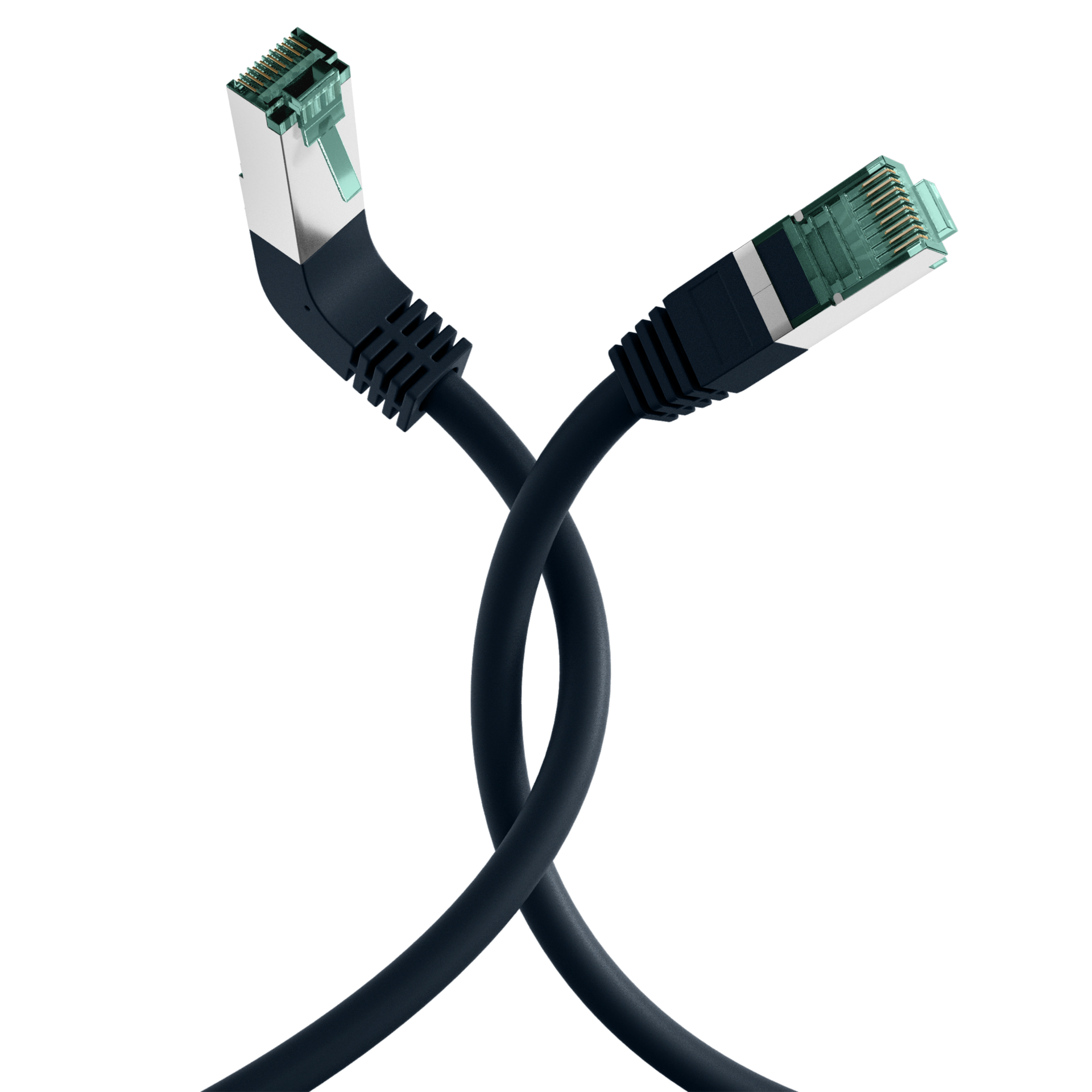 RJ45 Patchkabel Cat.6A S/FTP LSZH  1x90° schwarz 0,25m