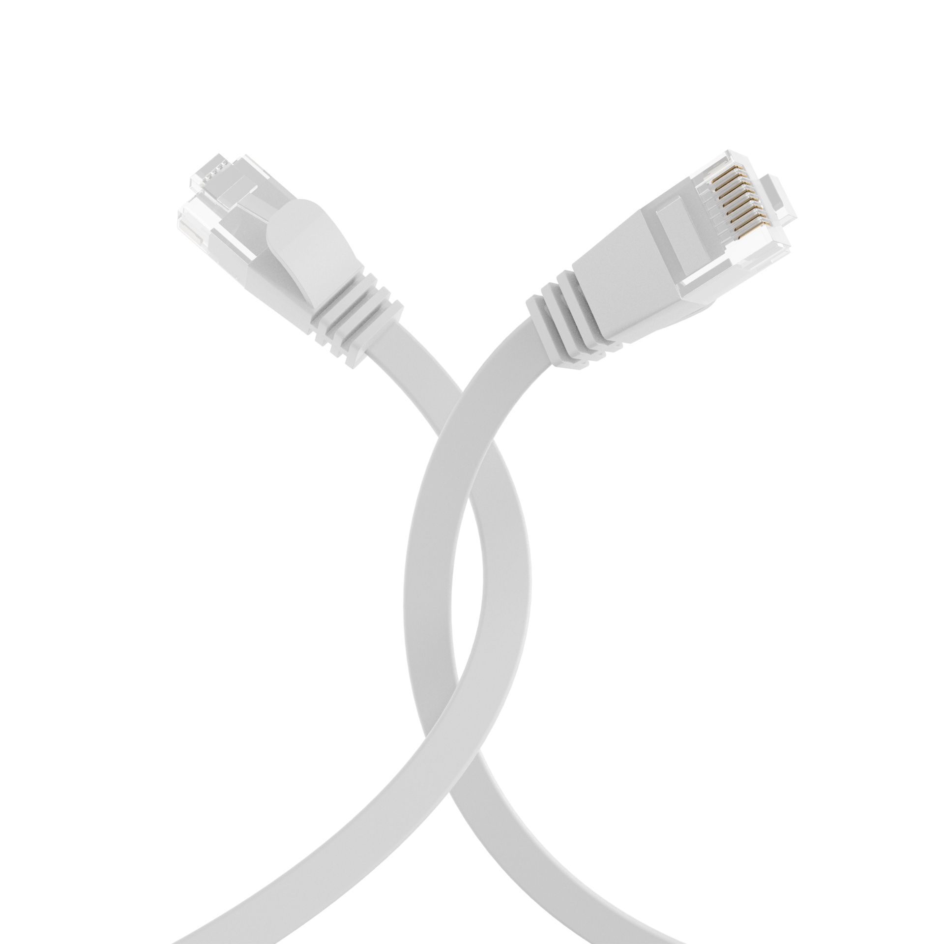 RJ45 Flat Patch Cord Cat.6A U/UTP PVC white 3m