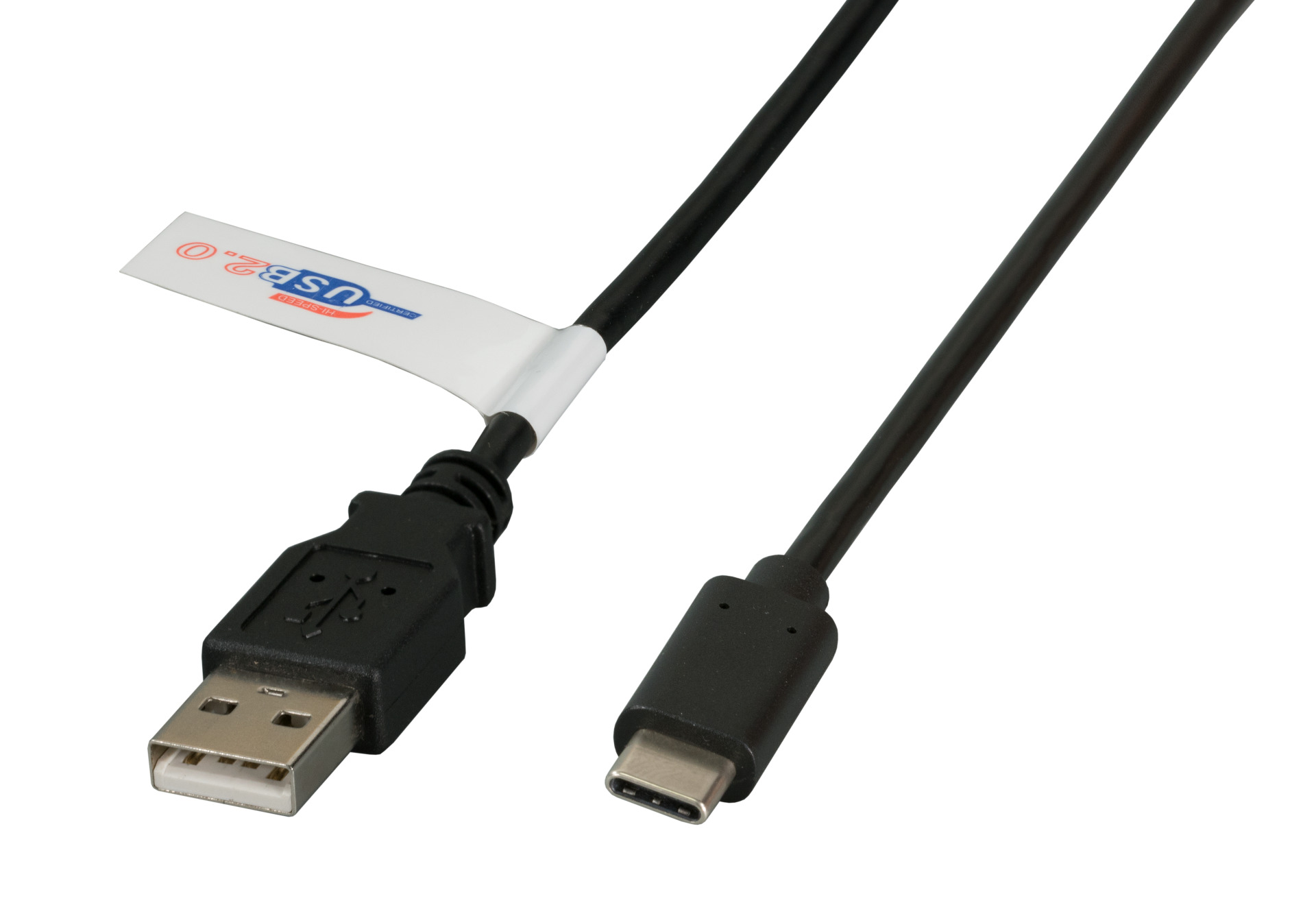 USB2.0 Anschlusskabel A-C St.-St., 2,0m, schwarz, Premium 