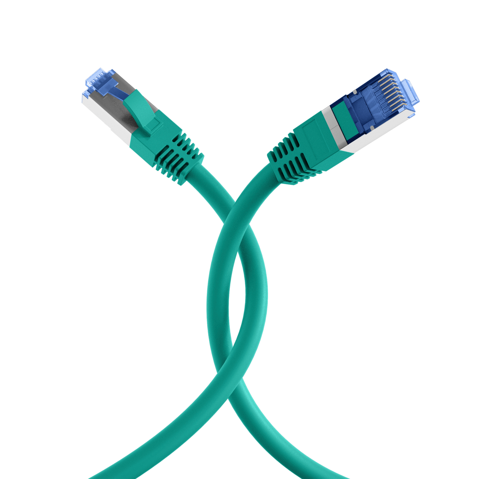 RJ45 Patch Cord Cat.6A S/FTP TPE Cat.7 raw cable superflex green 7,5m