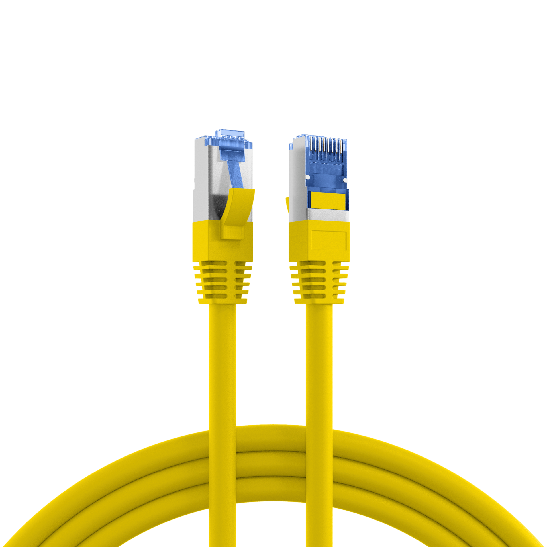 RJ45 Patch Cord Cat.6A S/FTP TPE Cat.7 raw cable superflex yellow 1,5m