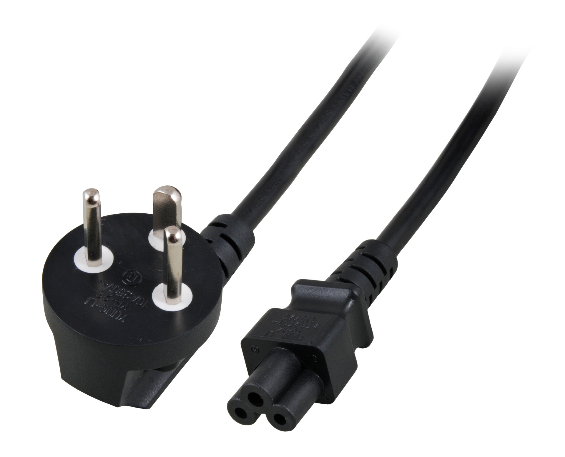Netzleitung Dänemark DPin 90°- C5 180°, schwarz, 1,8 m, 3 x 0,75 mm²