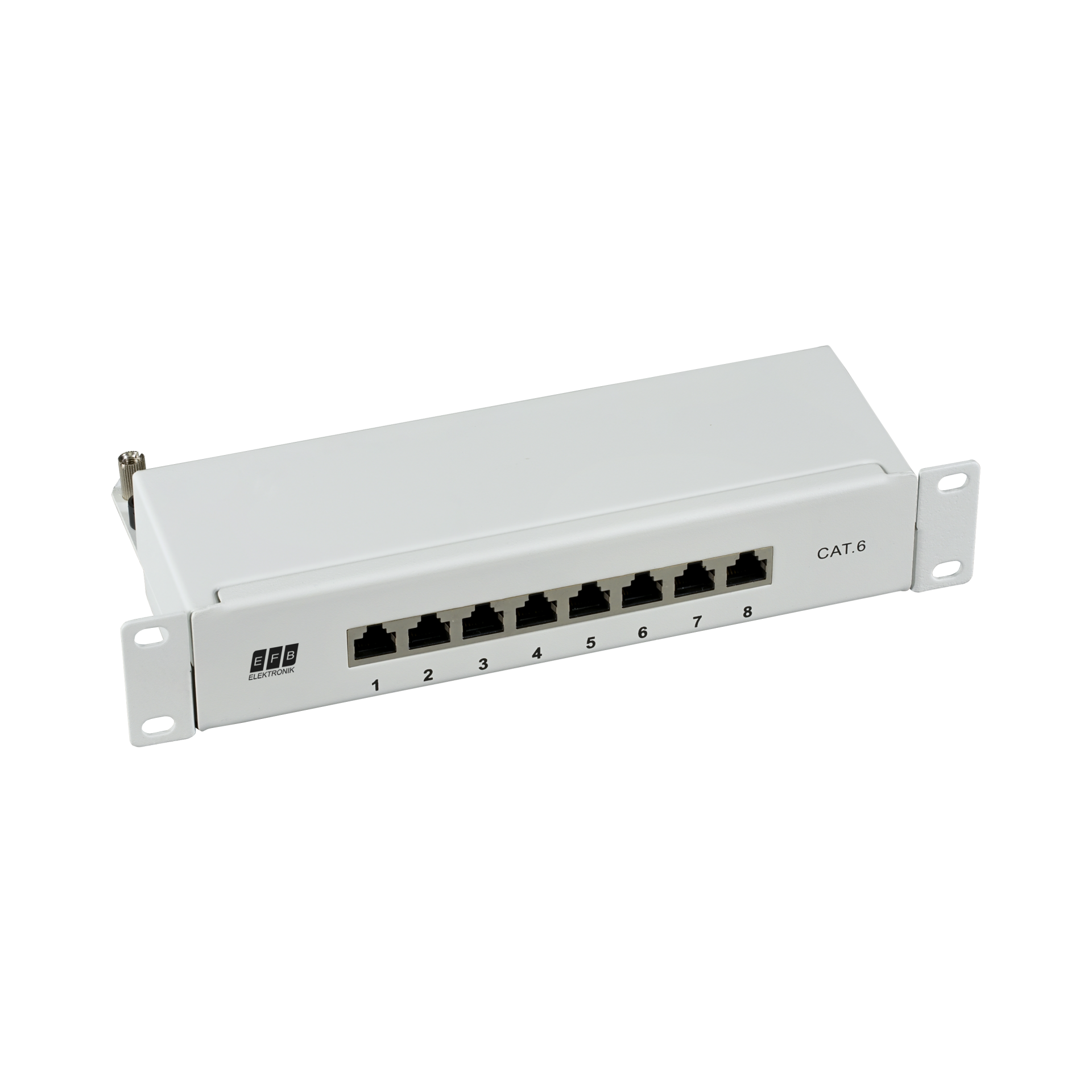 Mini-Patchpanel STP 8xRJ45 Cat.6, 10“ 1HE, RAL7035 grau