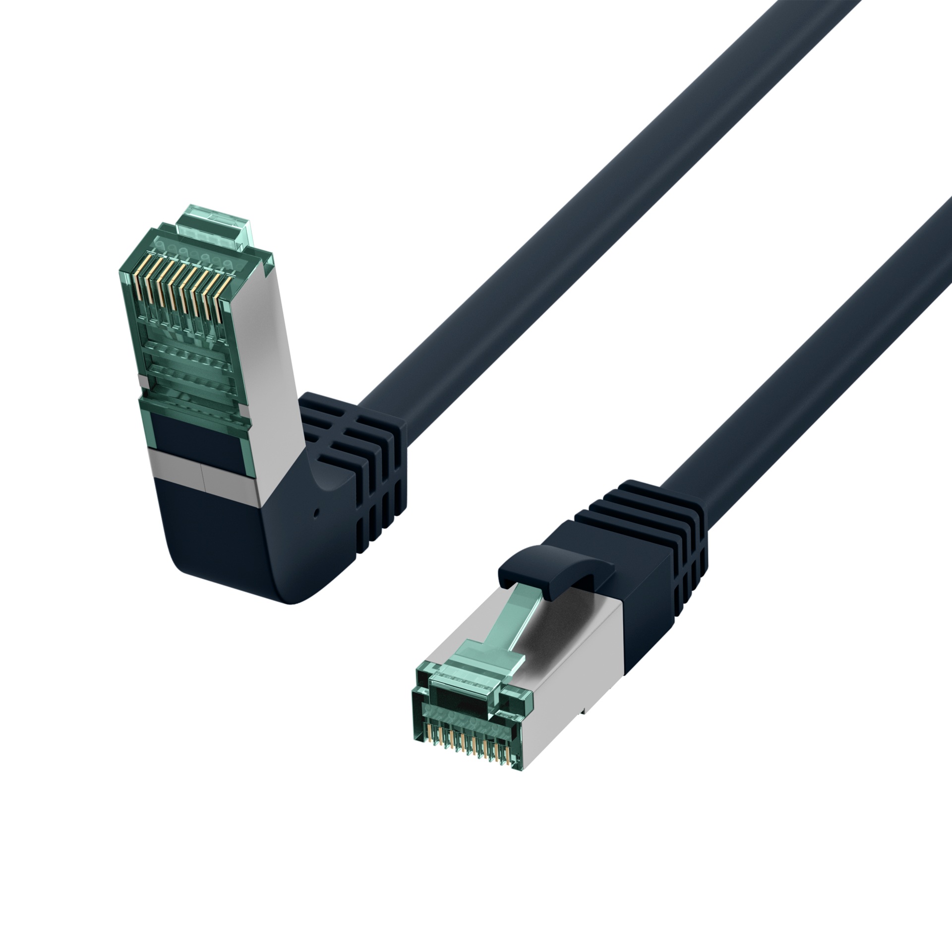 RJ45 Patchkabel Cat.6A S/FTP LSZH  1x90° schwarz 0,5m