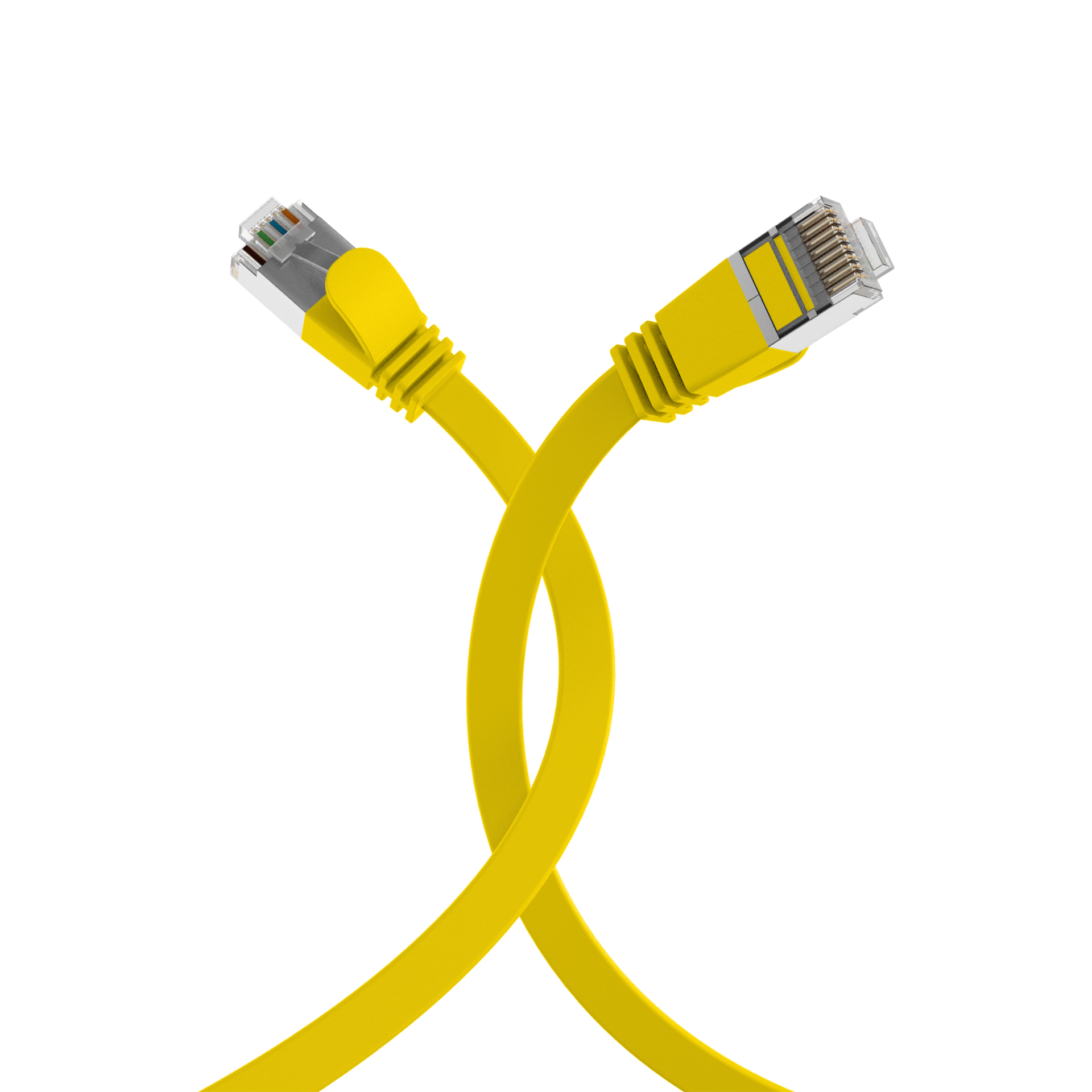 RJ45 Flat Patch Cord Cat.6A U/FTP PVC yellow 0,25m