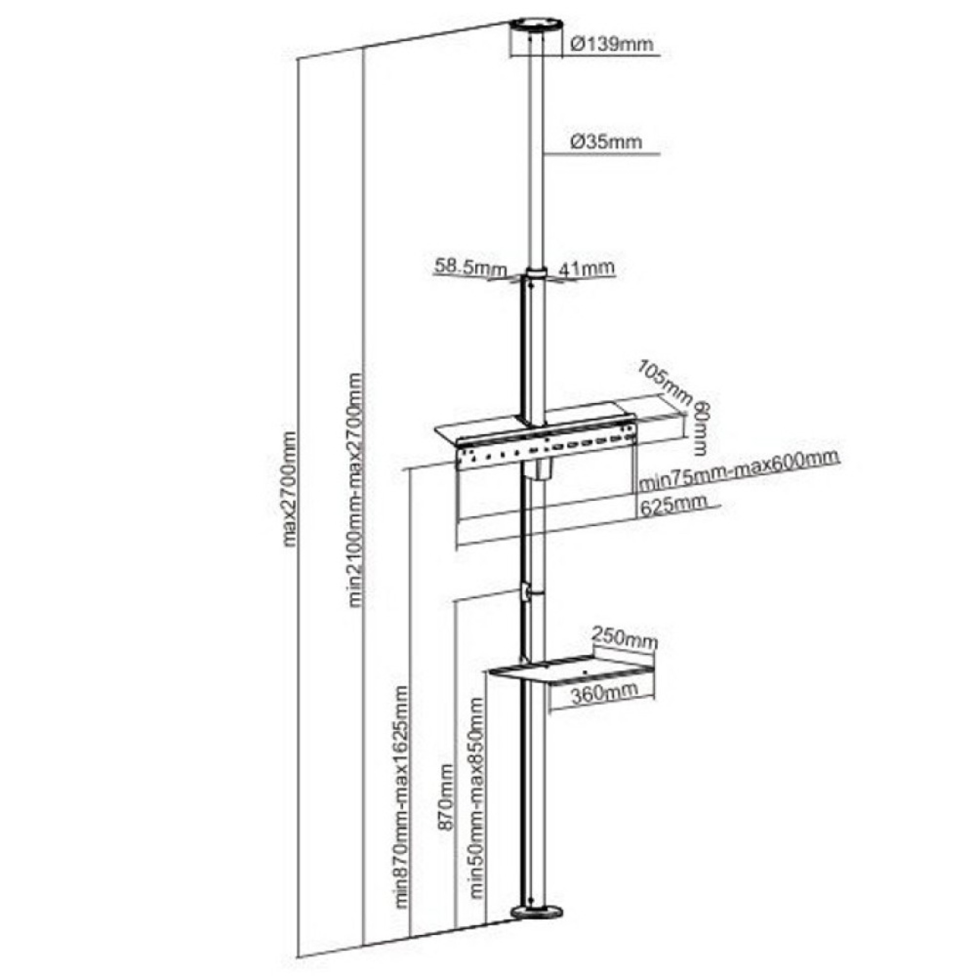 Floor/Ceiling TV Mount for 37-70" TVs