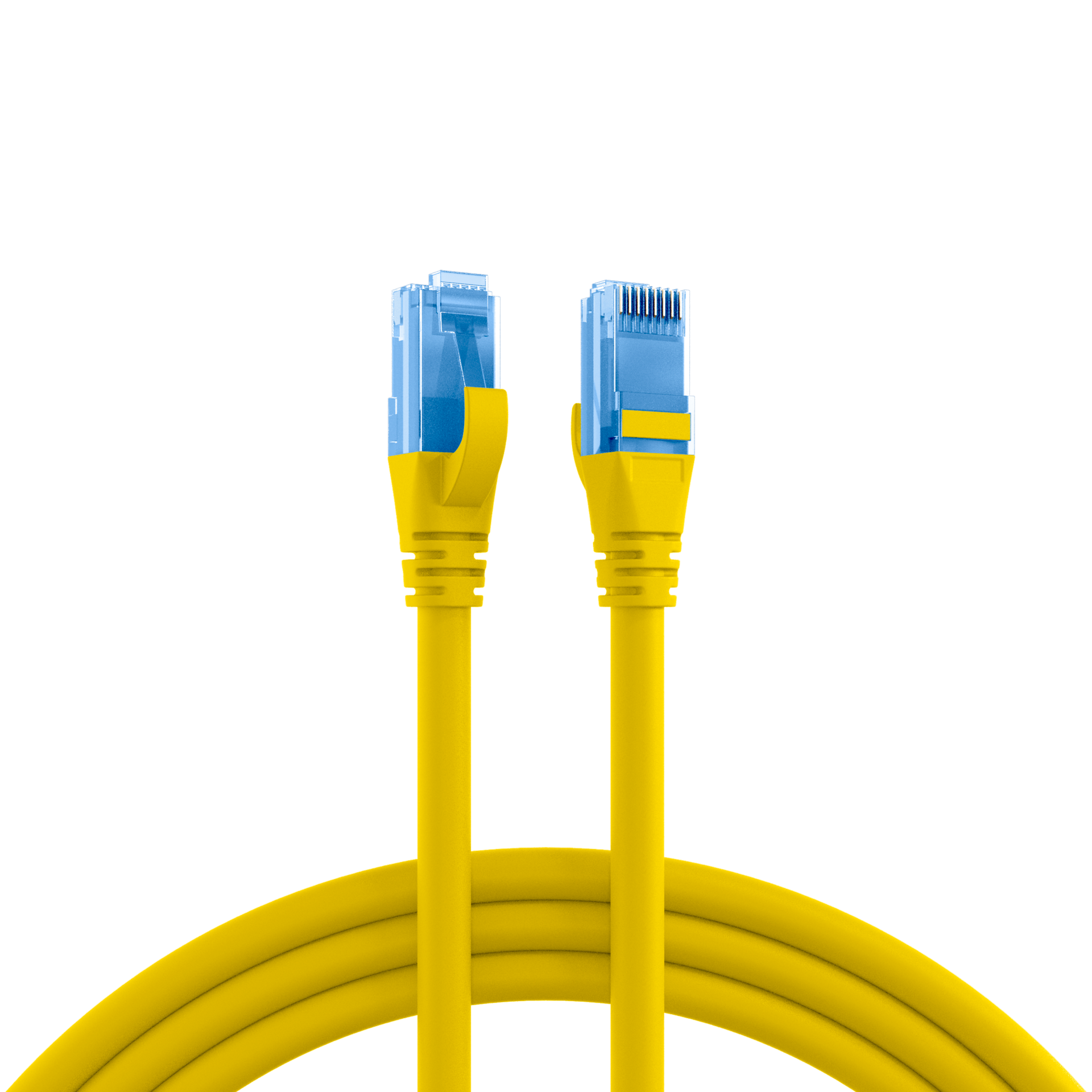 RJ45 Patchkabel Cat.6A U/UTP LSZH  Premium 500MHz gelb 0,15m
