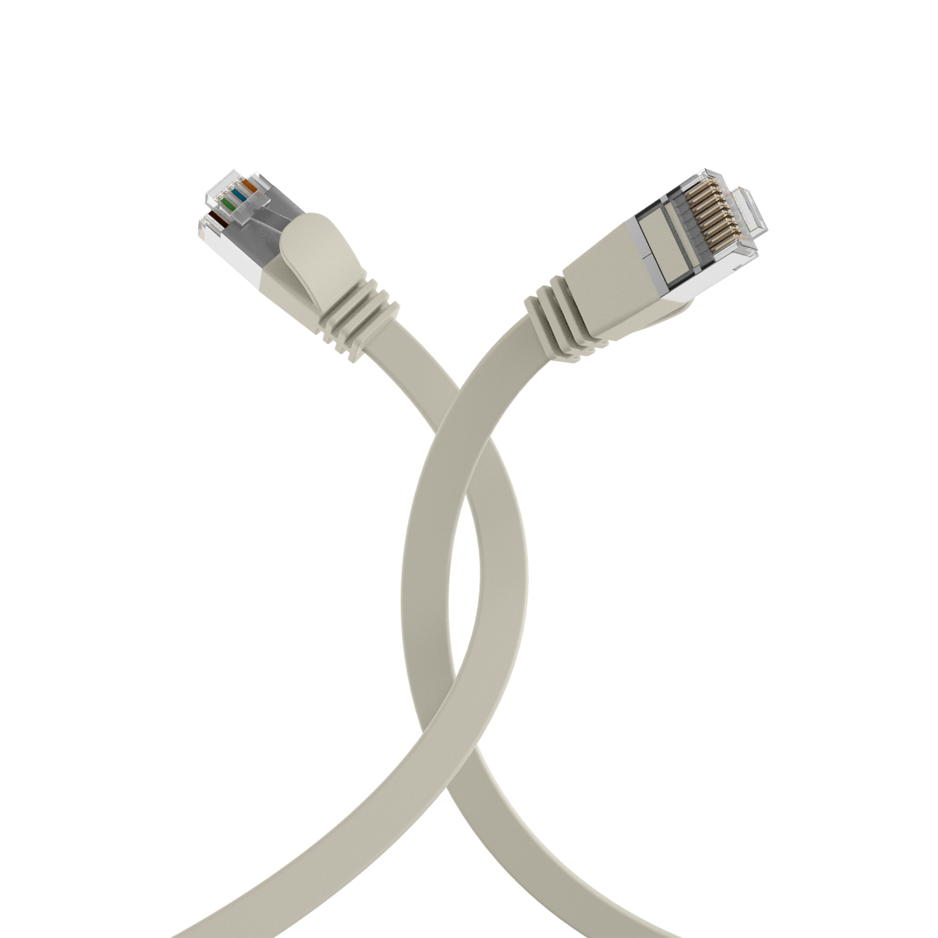 RJ45 Flat Patch Cord Cat.6A U/FTP PVC grey 3m