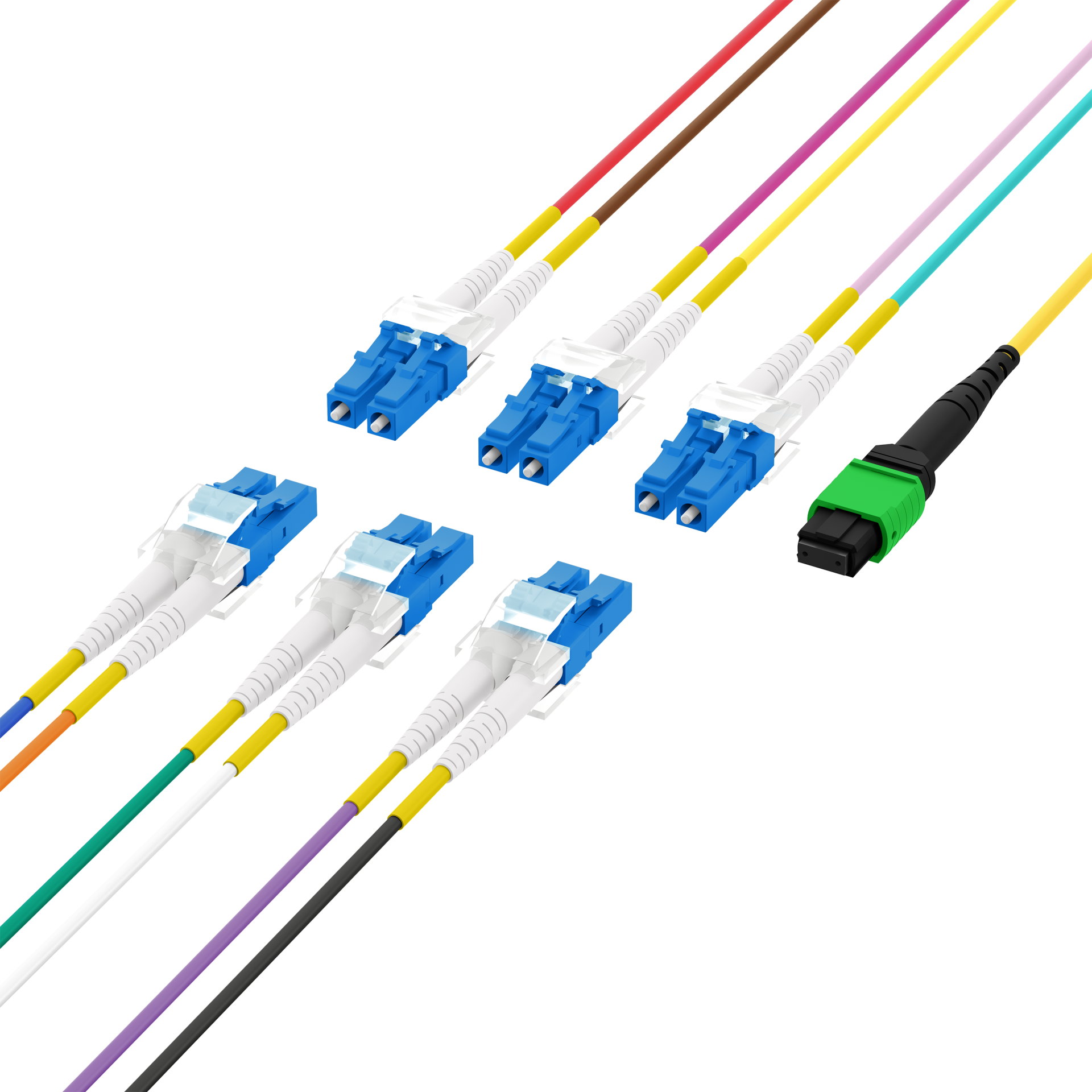 MTP®/APC(F)-LC Trunkkabel OS2 12 Fasern Typ B LSZH gelb 1m